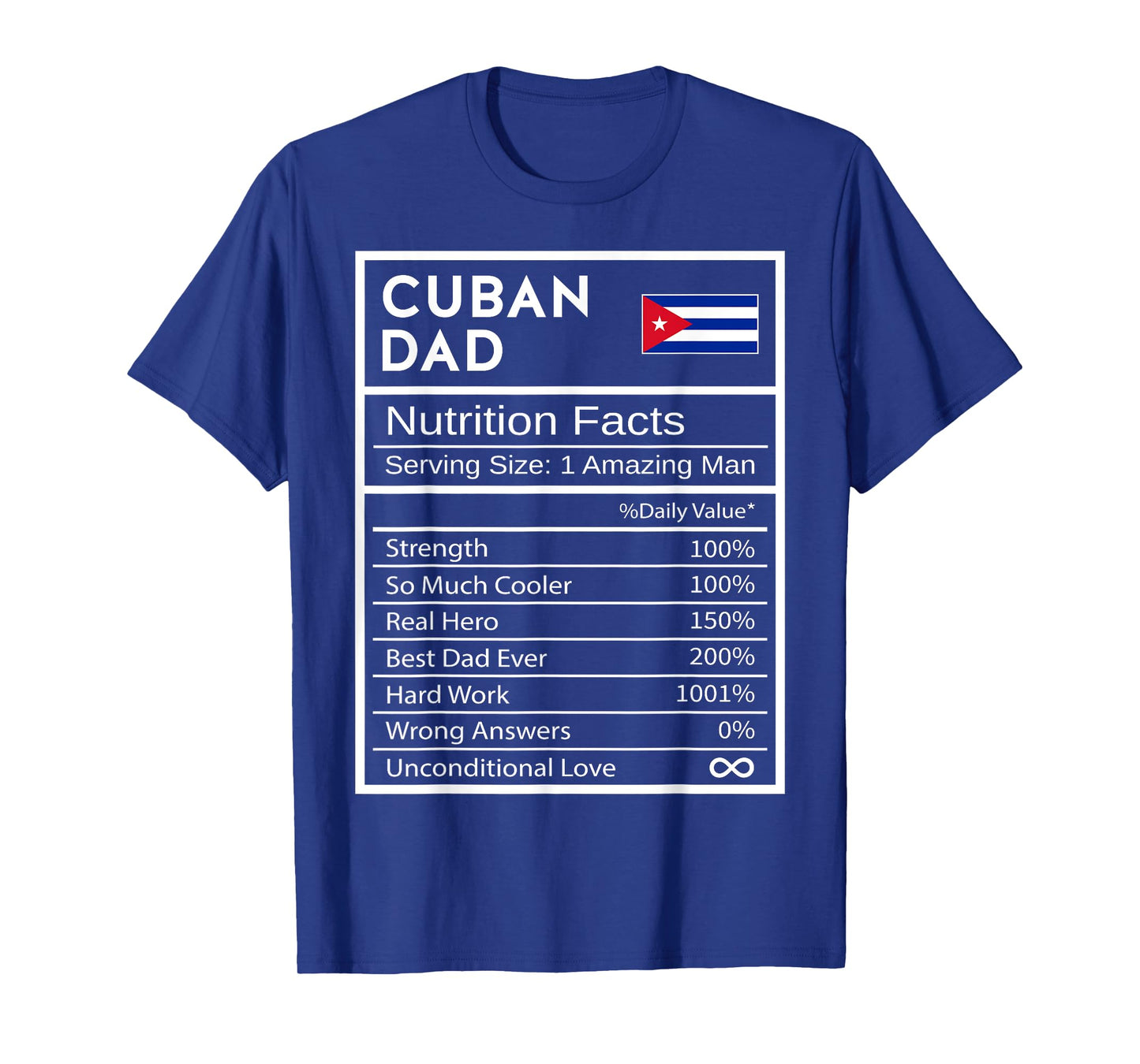 Cuban Dad Nutrition Facts National Pride Gift For Dad T-Shirt
