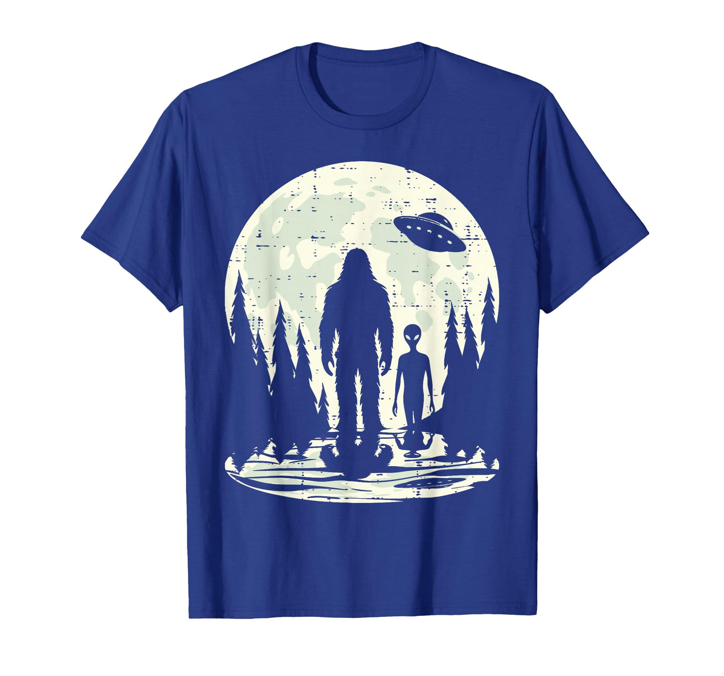 Alien Bigfoot Ufo Moon Funny Sasquatch Men Women Boys Kids T-Shirt