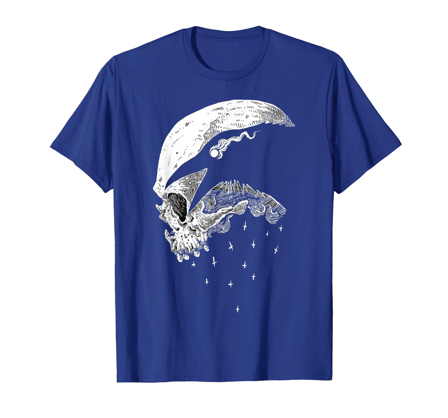 Raven Skull Viking Norse Occult Gothic Pagan Moon Norse Goth T-Shirt