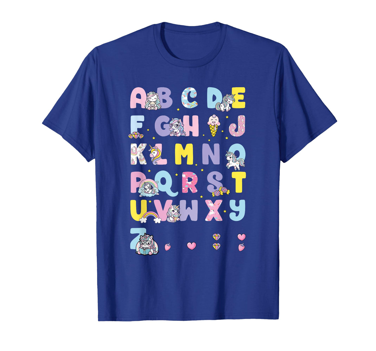 Cute Unicorn Alphabet Unicorn Girls T-Shirt