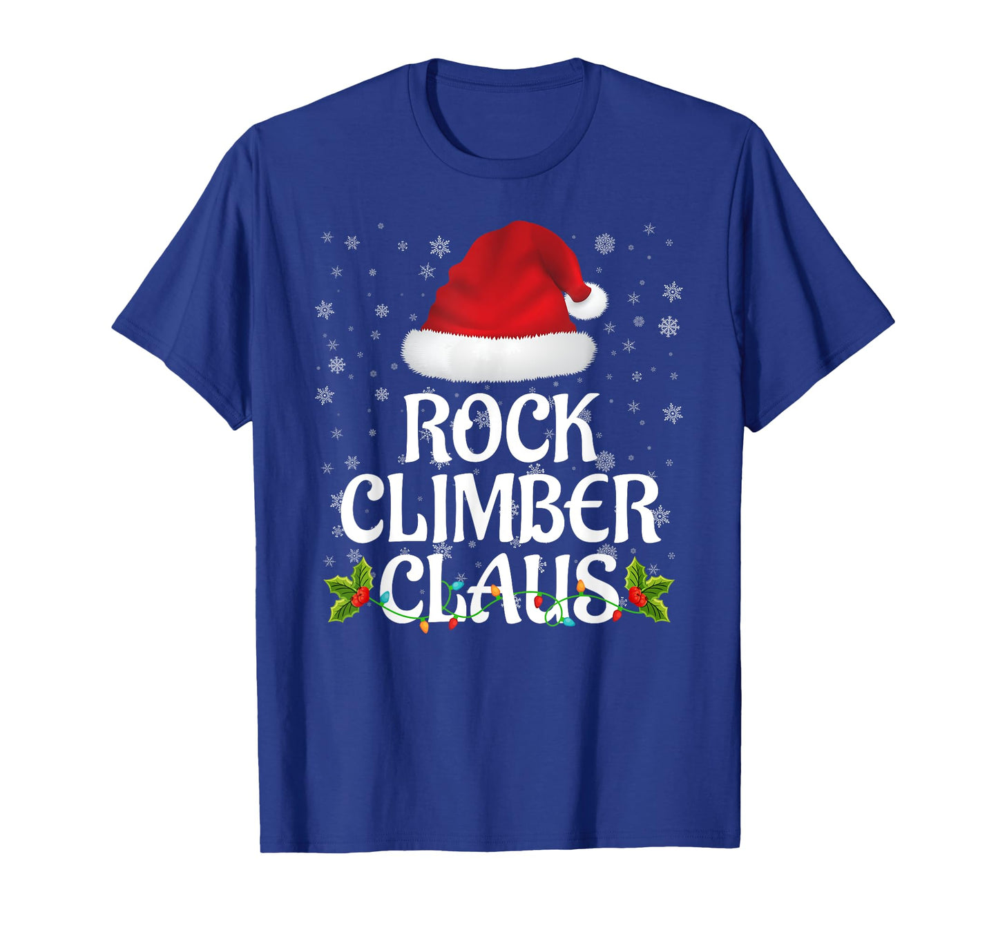 Rock Climber Claus Christmas Lights Pajama Family Matching T-Shirt