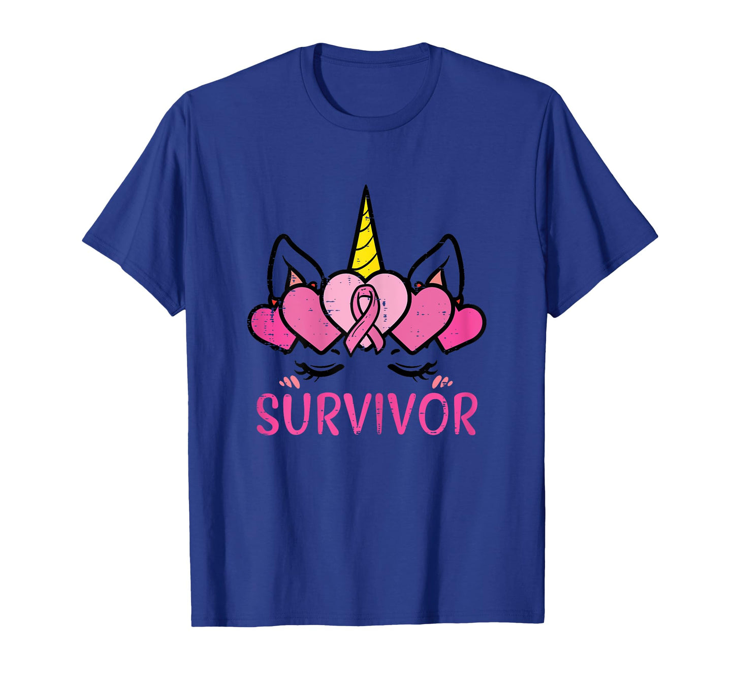 Unicorn Facee Survivor Cute Breast Cancer Awareness Women T-Shirt