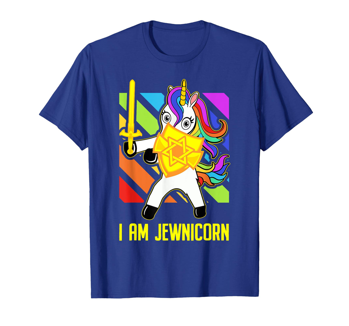 Hanukkah Presents - Proud Jews Rainbow Jewish Unicorn T-Shirt