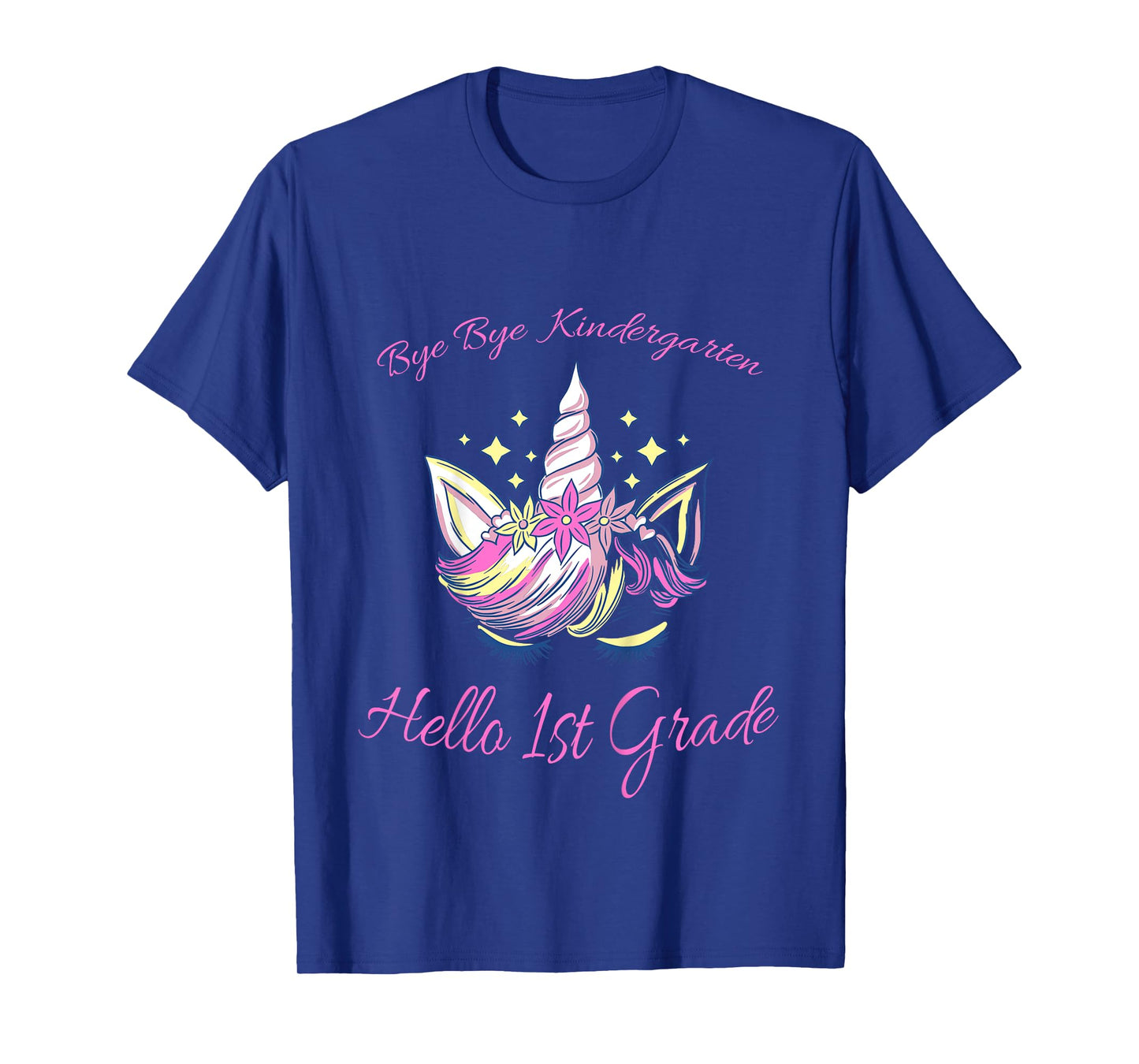 Kids Bye Bye Kindergarten, Hello 1st Grade pink Unicorn T-Shirt