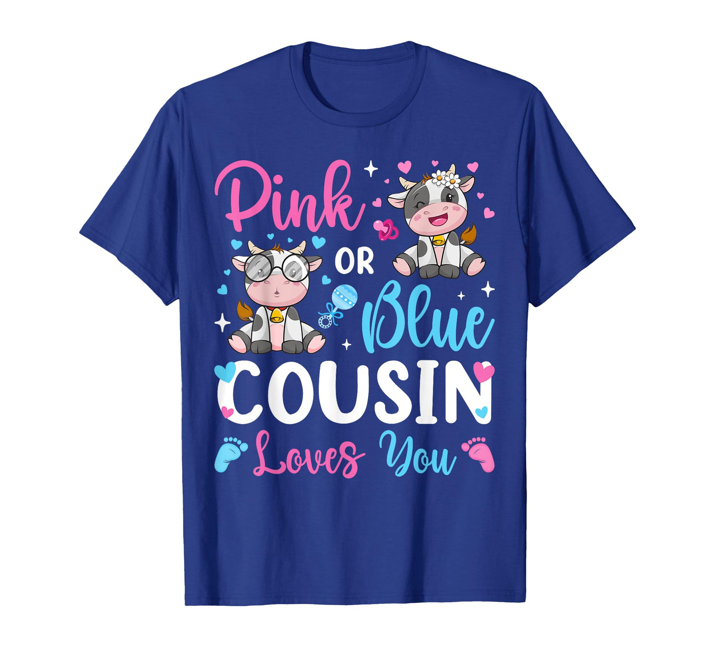 Pink Or Blue Cousin Loves You Cow Baby Gender Reveal T-Shirt