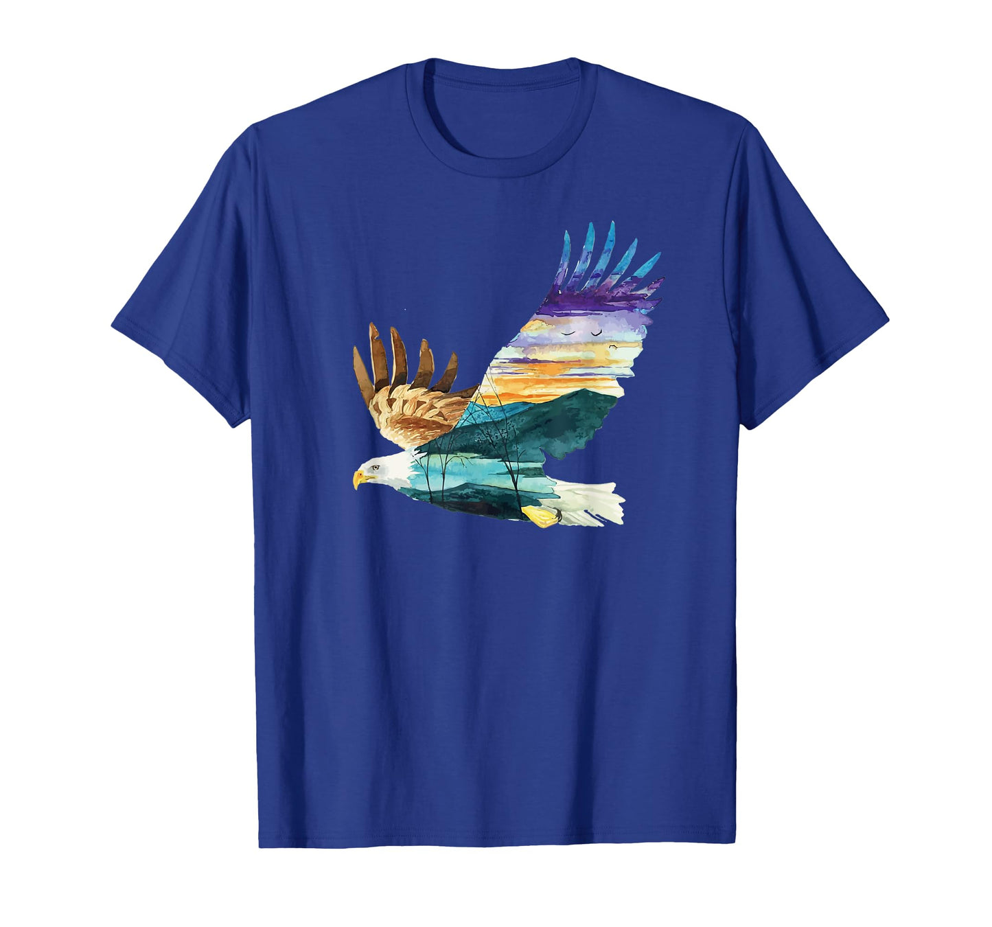Flying Bald Eagle Mountain Sky Scenary Silhouette T-Shirt T-Shirt