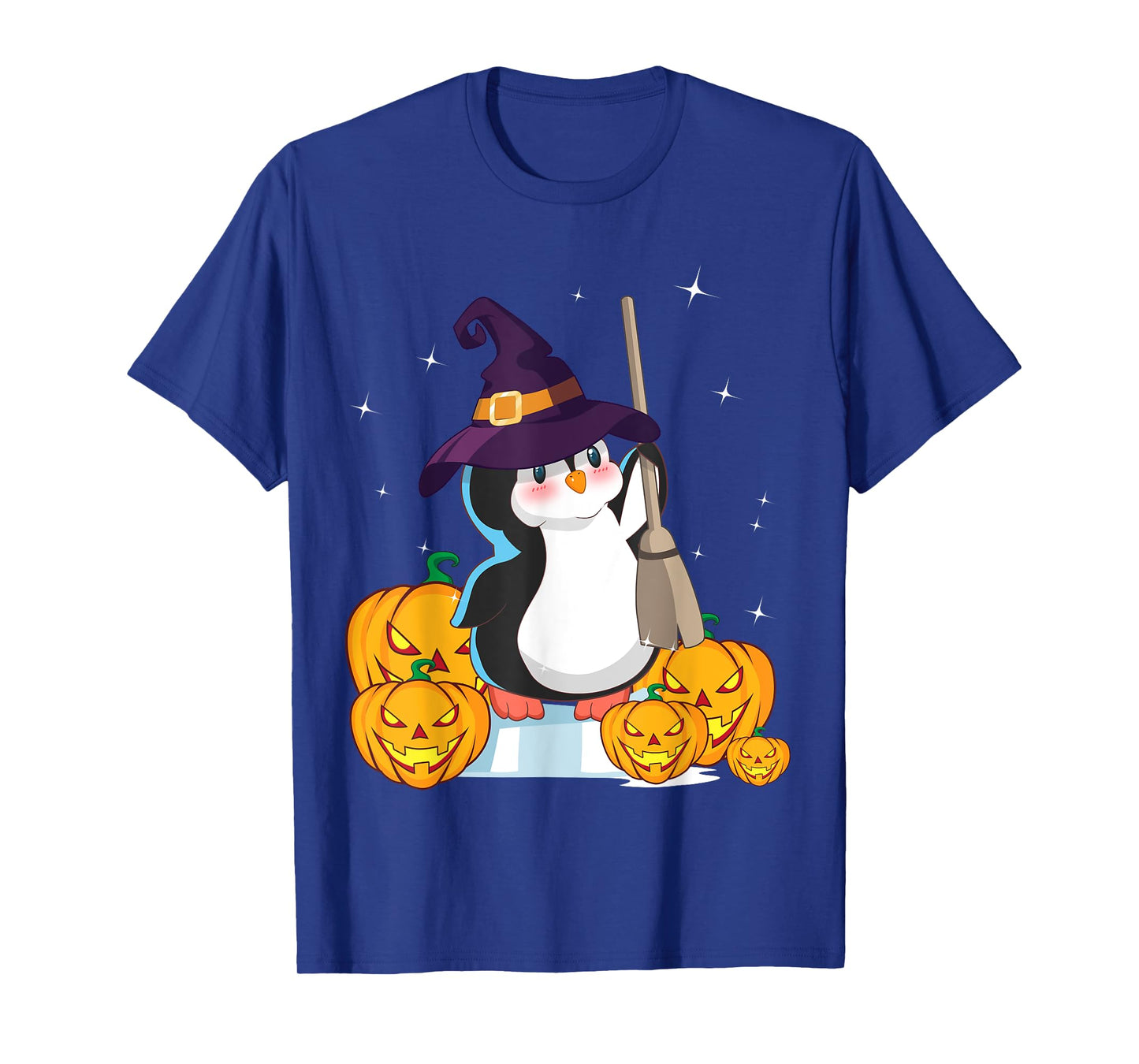 Cute Penguin Witch Wizard Pumpkin Easy Halloween Costume T-Shirt