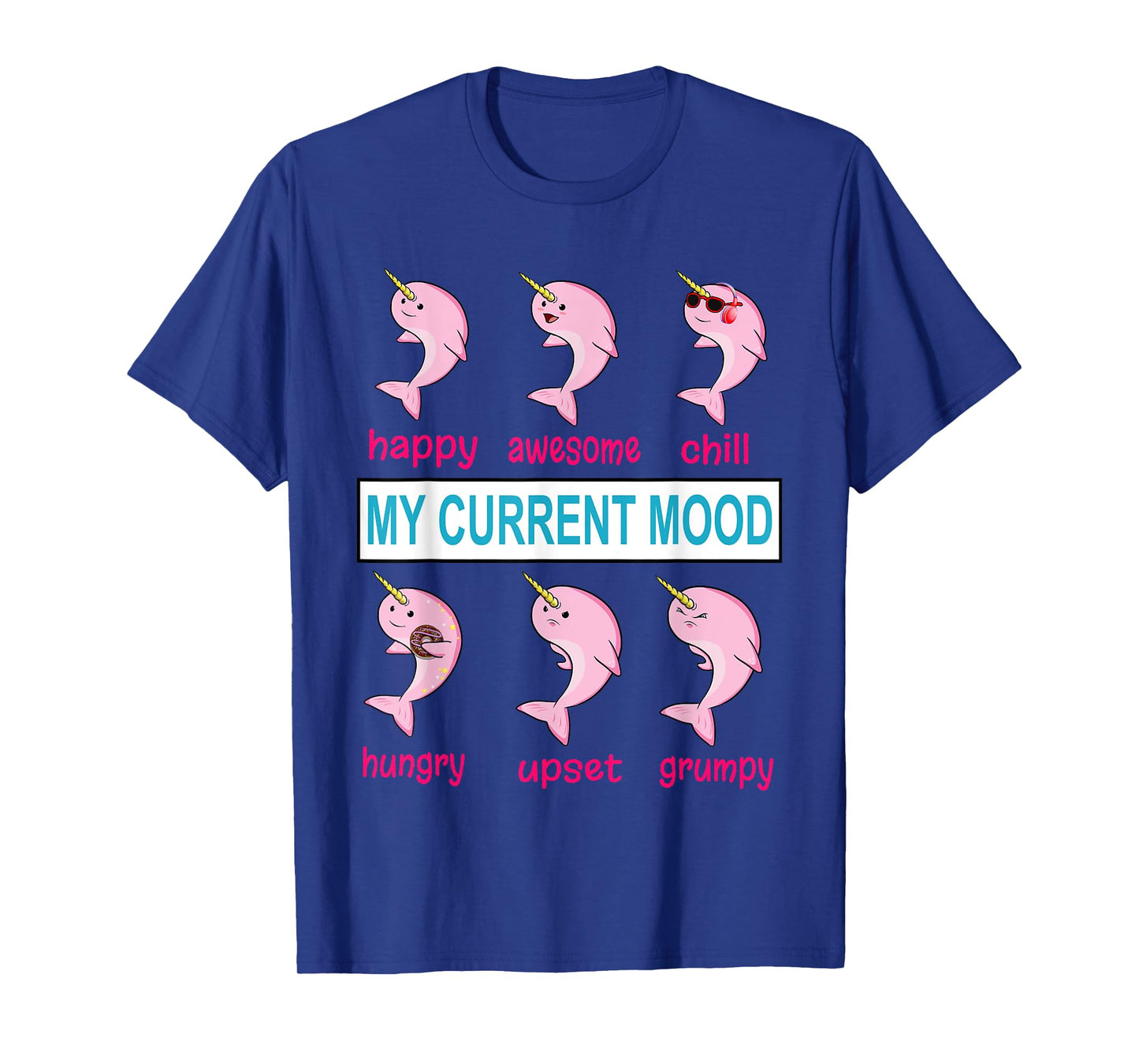 Funny Narwhal Unicorn of the Sea Lover Mood Donut Kawaii T-Shirt