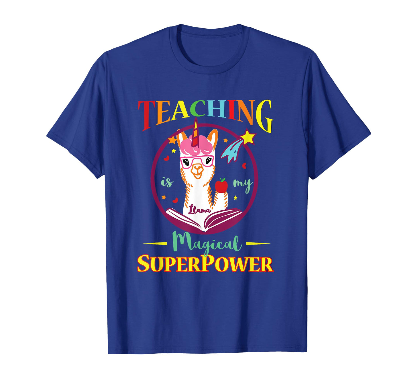 Teaching Is Magical Superpower Llama Teacher Men Women T-Shirt