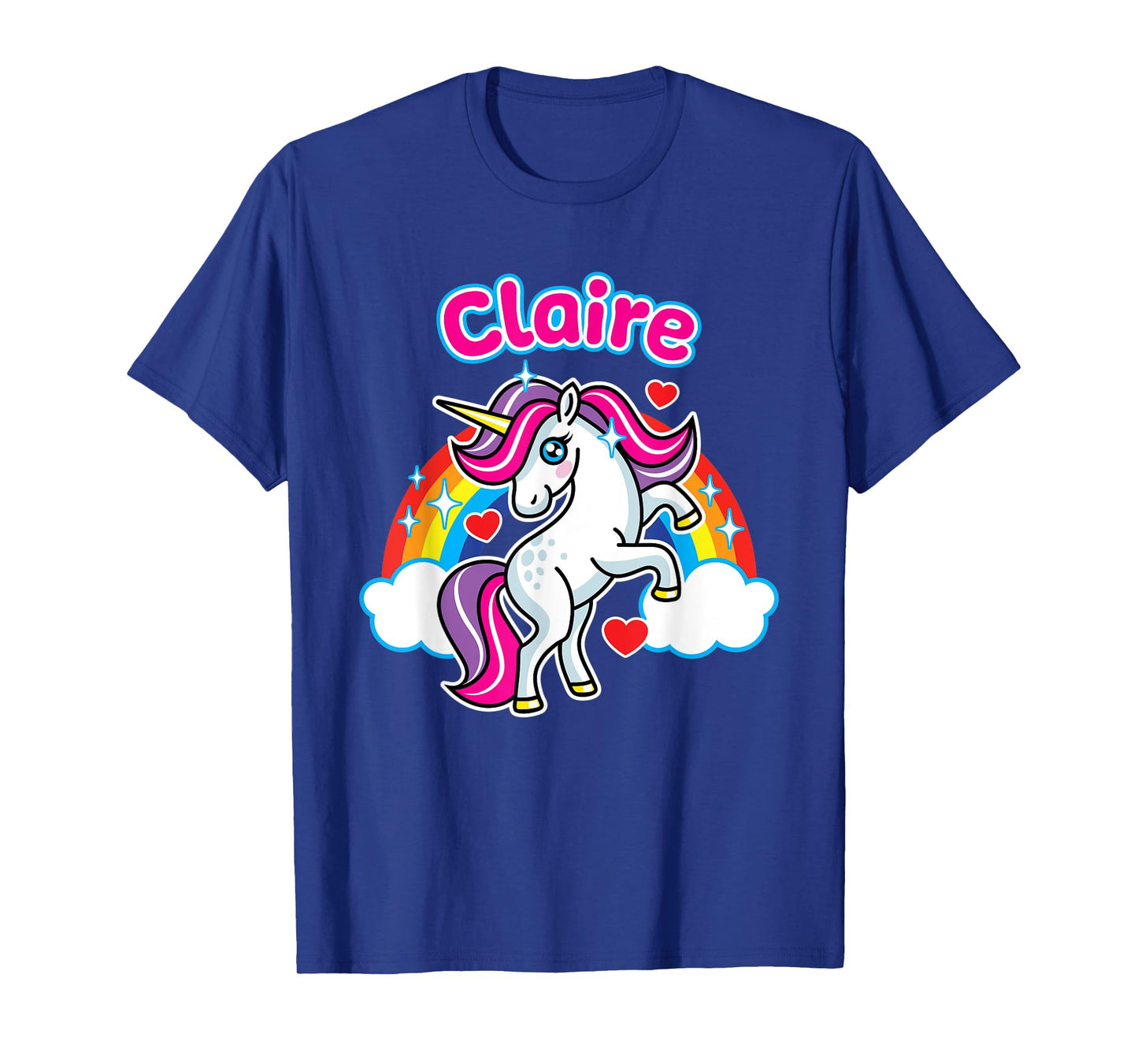 Claire Custom Girls Name Personalized Design Unicorn Party T-Shirt