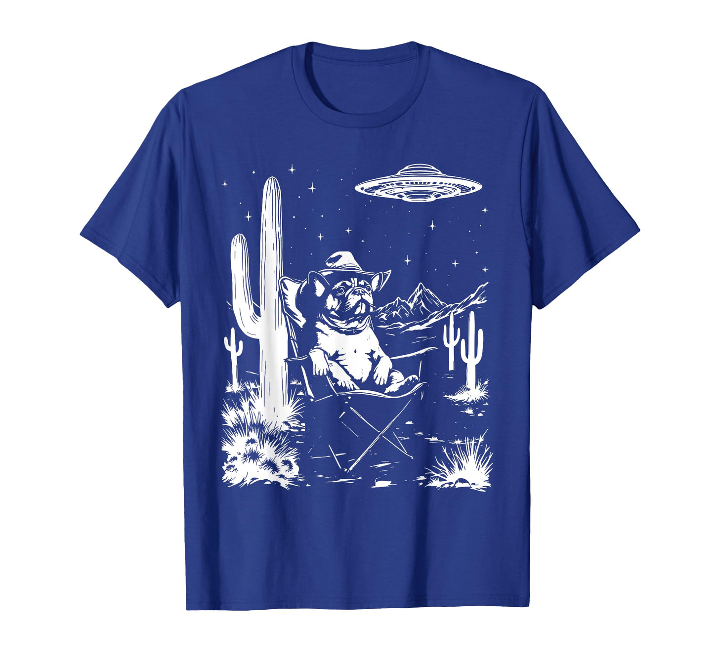 French Bulldog Frenchie Cowboy Hat Vintage UFO Western Funny T-Shirt