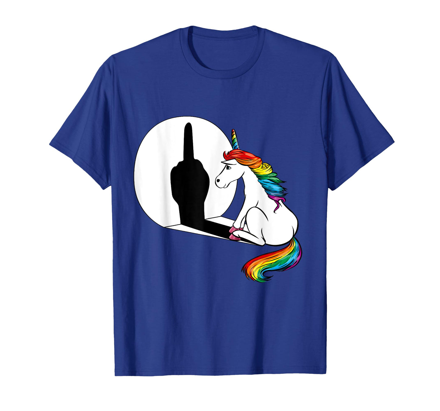 Unicorn Sarcasm Funny Shadow Unicorn Middle Finger T-Shirt
