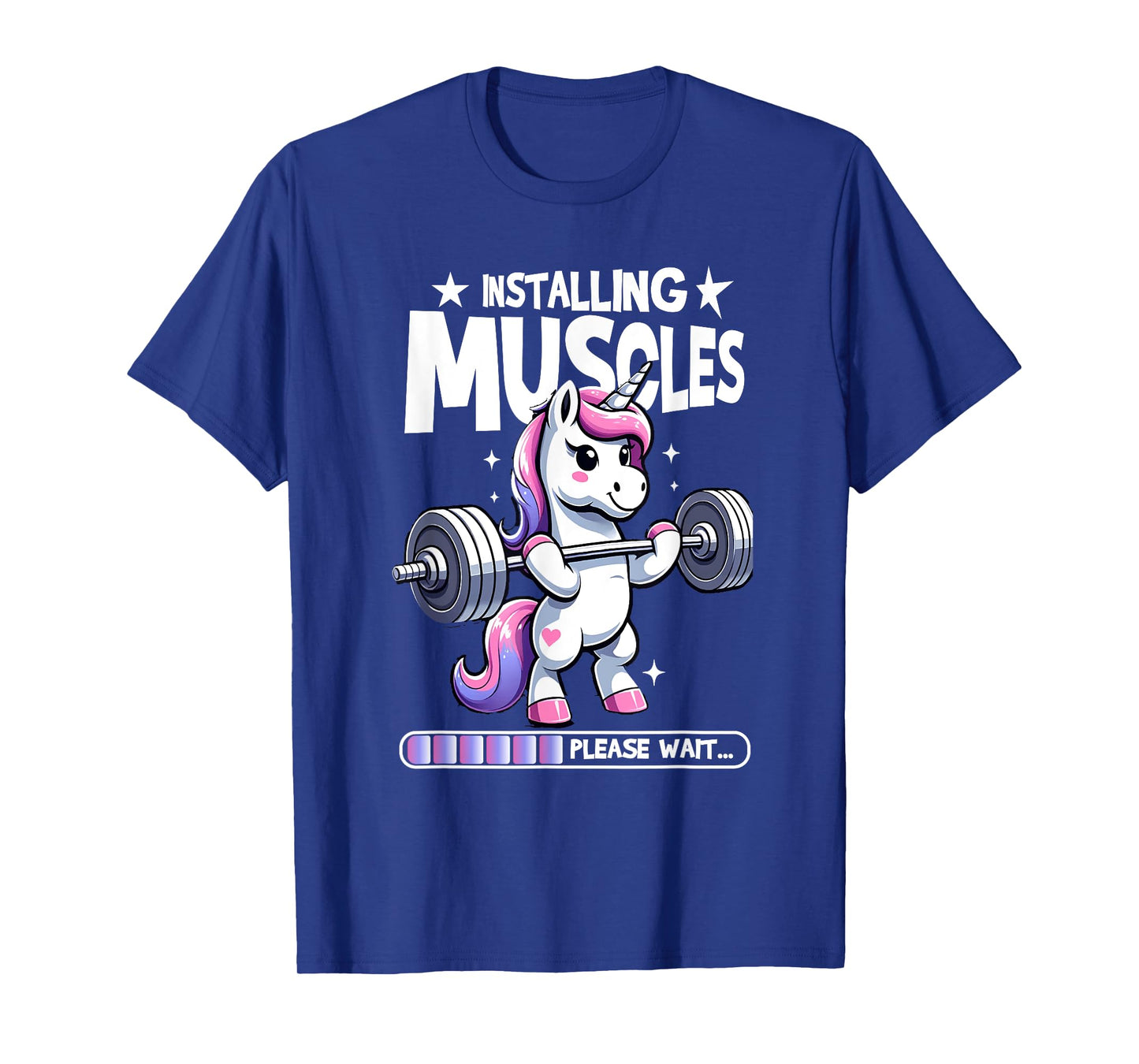 Installing Muscles Please Wait Bodybuilding Unicorn Weightlifting Fitness Gym Workout T-Shirt