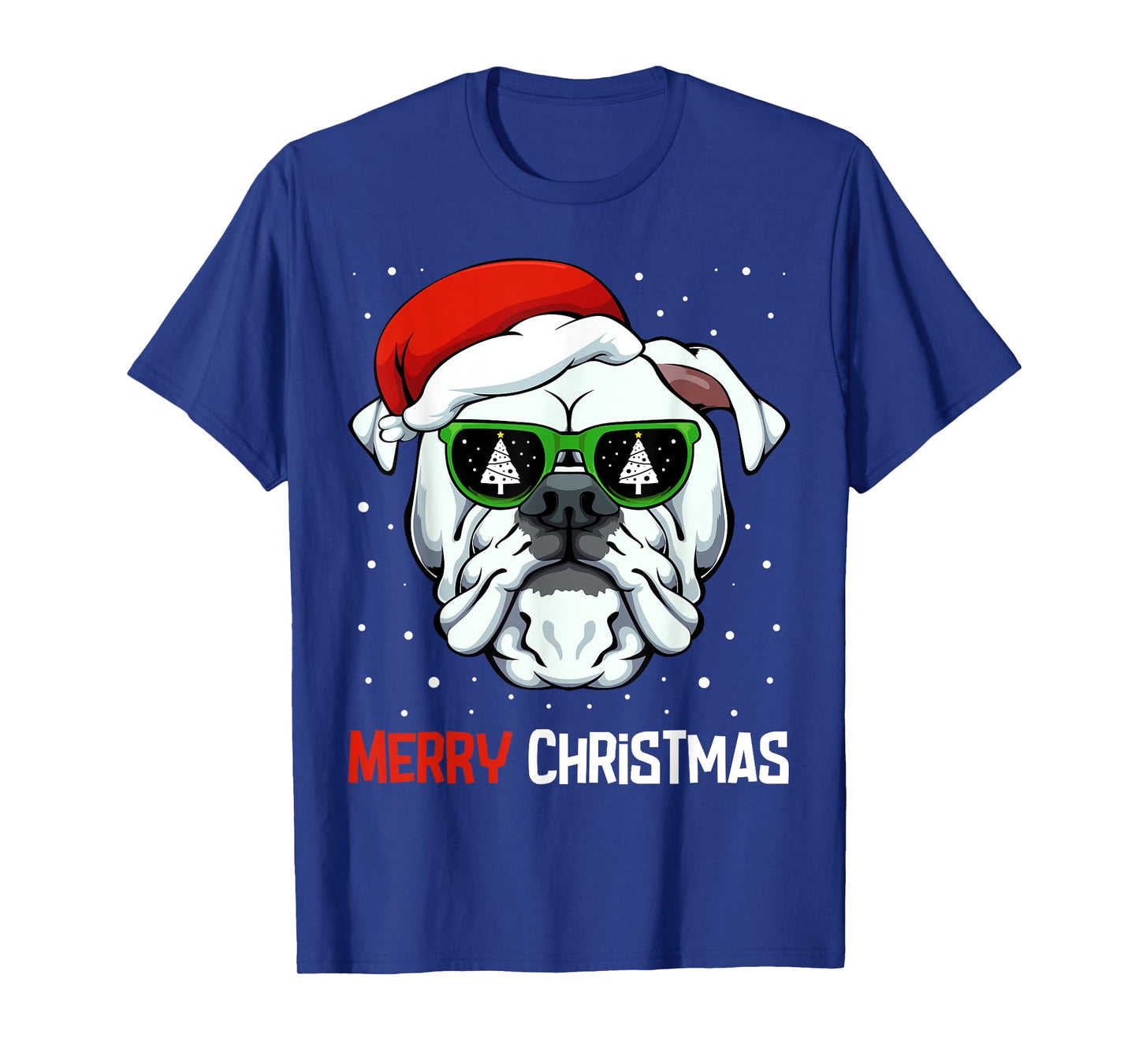 English Bulldog Merry Christmas Pajama Cute Dog Santa Hat T-Shirt