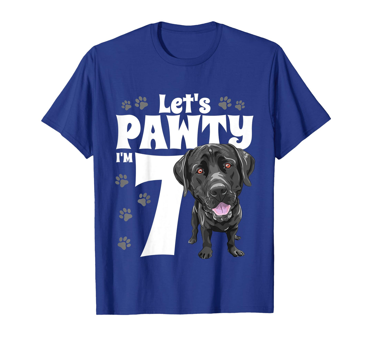 7 Year Old Black Lab Dog Birthday Pawty Labrador 7th Gift T-Shirt for Kids