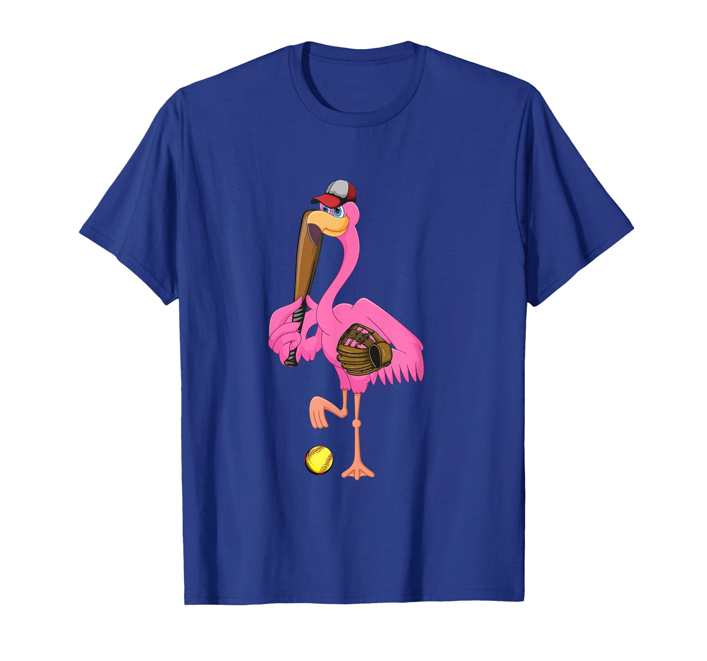 Flamingo Playing Softball Matching Player Coach Birds Lover T-Shirt