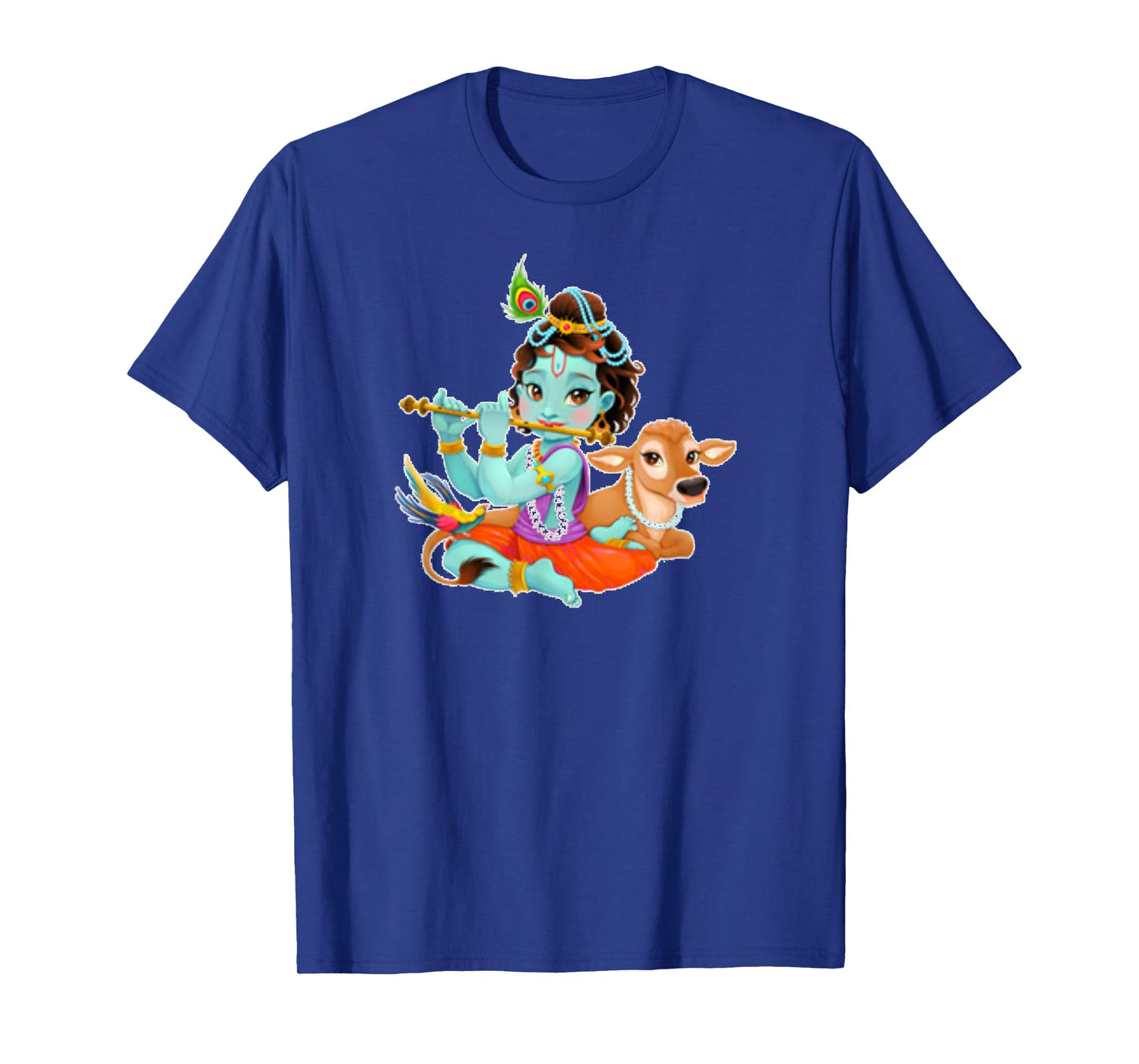 Hindu God Lord Shri Krishna with Cow and Bird T-Shirt