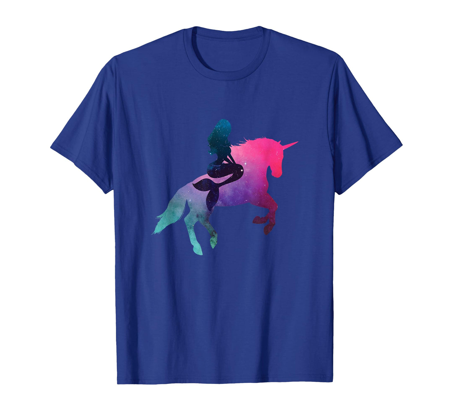 Galaxy Mermaid Riding Unicorn T-Shirt For Women And Kids T-Shirt