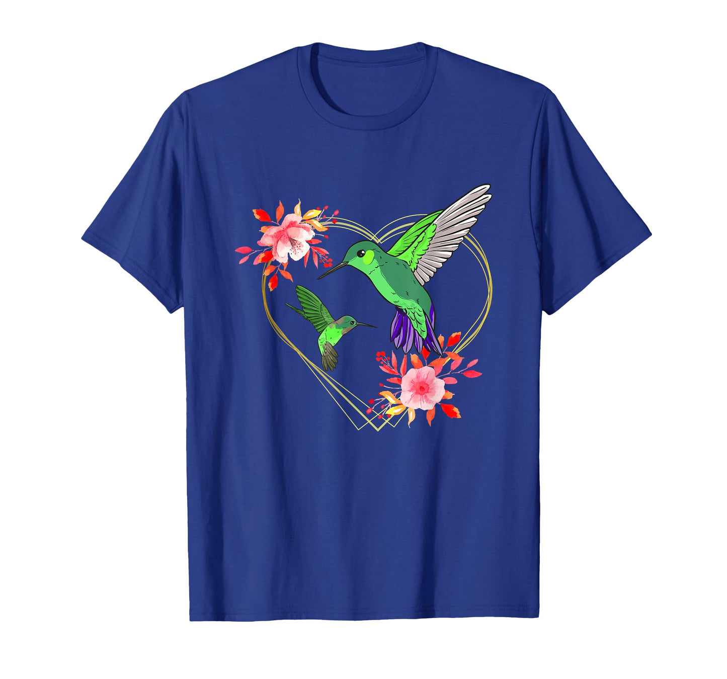 Hummingbird Red Heart Flowers Humminbird Hummingbird Bird T-Shirt