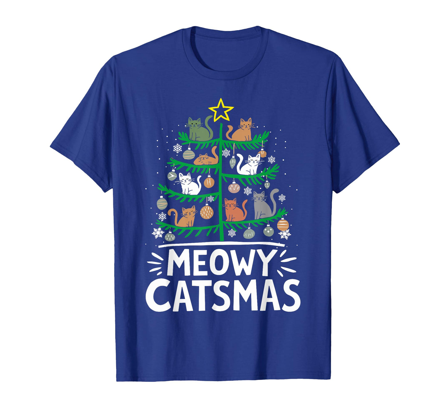 Meowy Catmas Cat Christmas Tree Xmas Funny Santa Cat T-Shirt