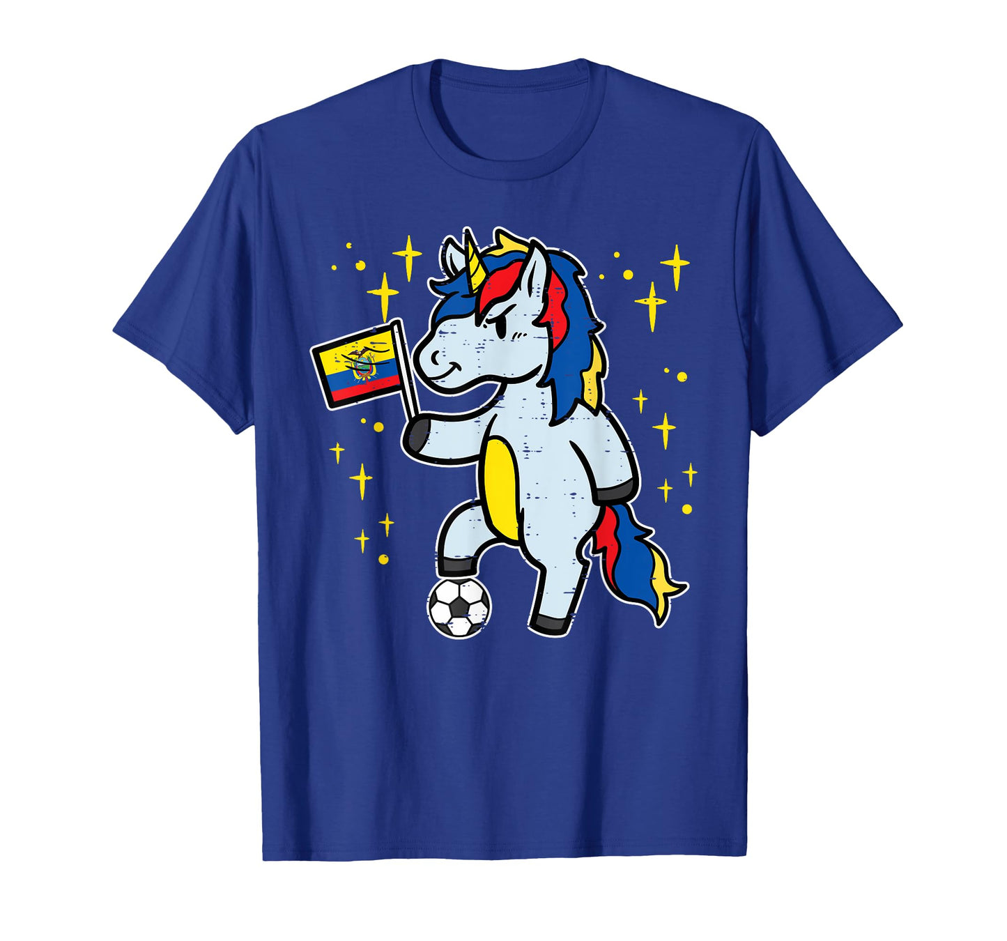 Ecuador Flag Unicorn Football Soccer Fan Women Girls Kids T-Shirt