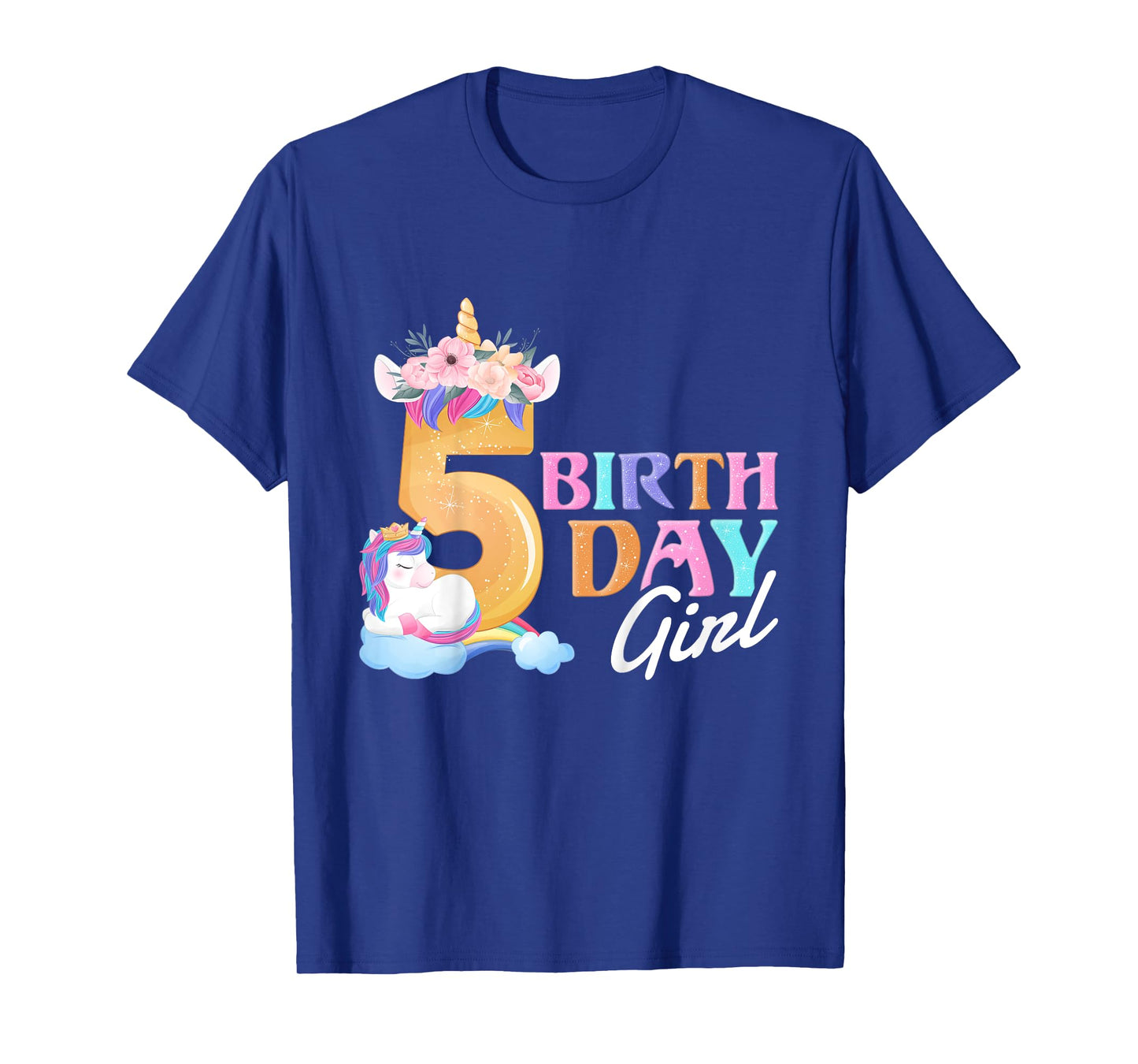 5 Year Old Birthday Girl, 5th Birthday Unicorn T-Shirt