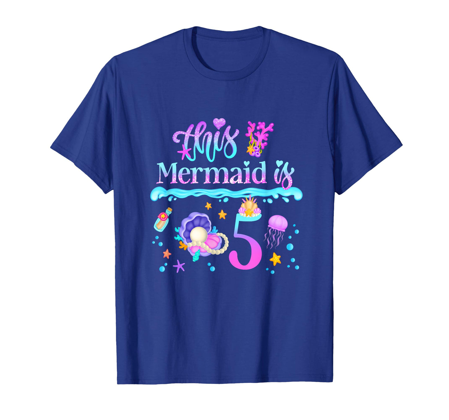 This Mermaid is 5 Years Old 5th Girls Birthday Party Kids T-Shirt