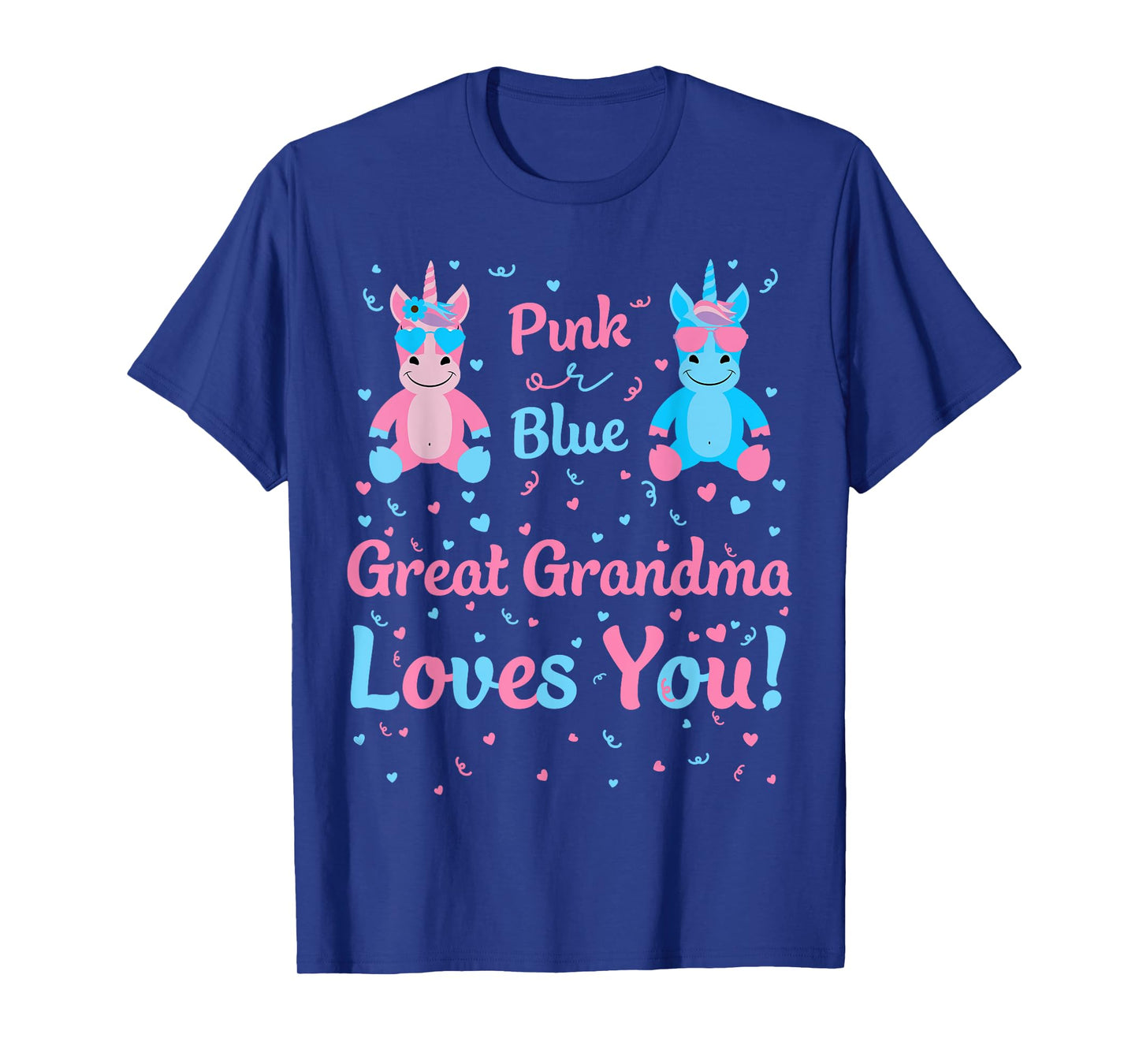 Great Grandma Gender Reveal Pink or Blue Unicorn for Family T-Shirt