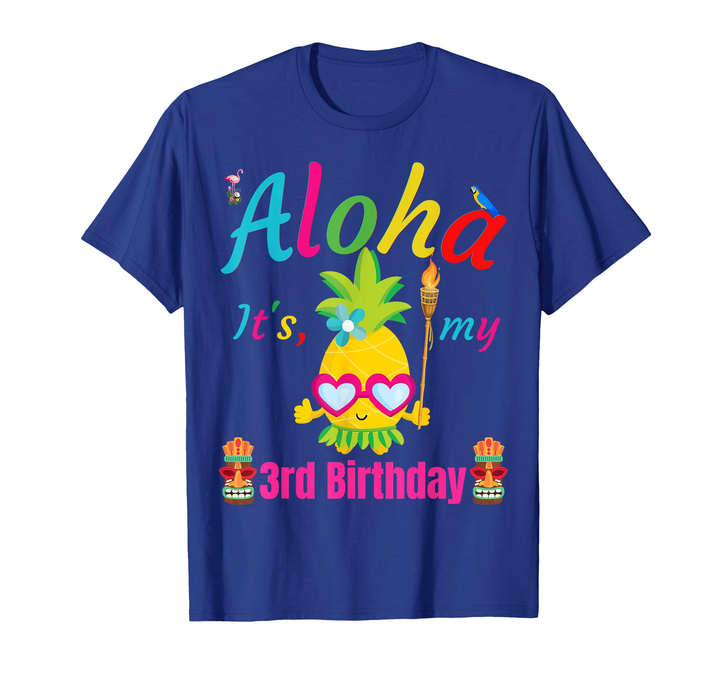 Aloha It's My 3rd Birthday Hawaii 3 Years Girls Luau Candles T-Shirt