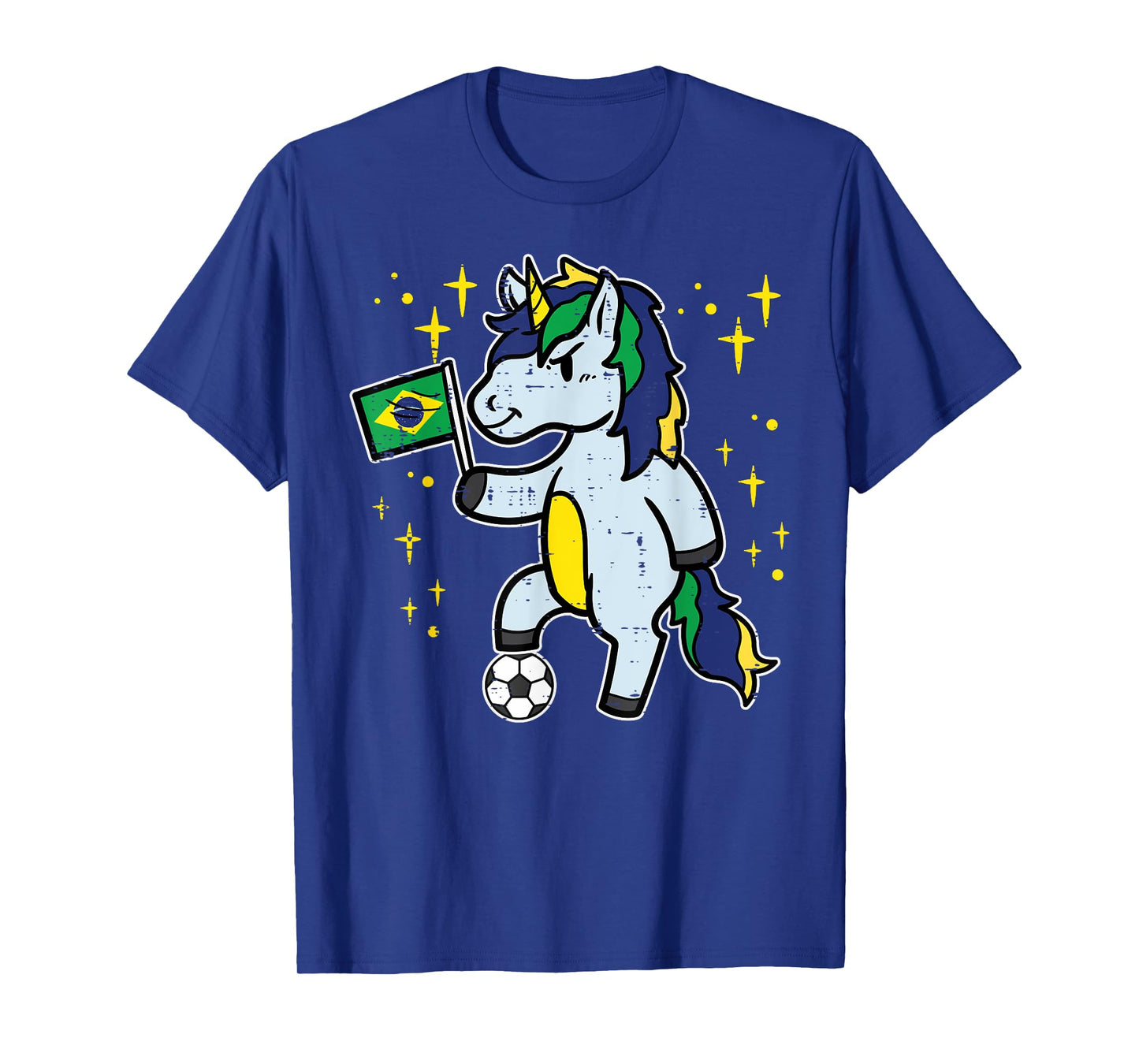 Brazil Flag Unicorn Football Soccer Fan Women Girls Kids T-Shirt