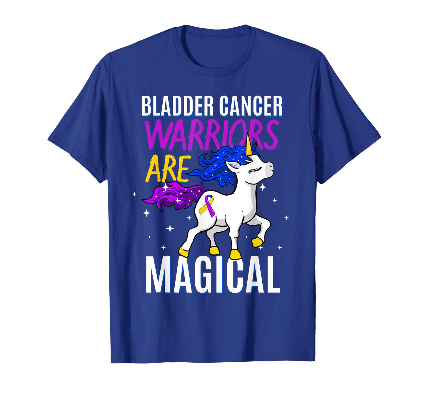 Bladder Cancer Magical Unicorn Purple Blue Yellow Ribbon T-Shirt