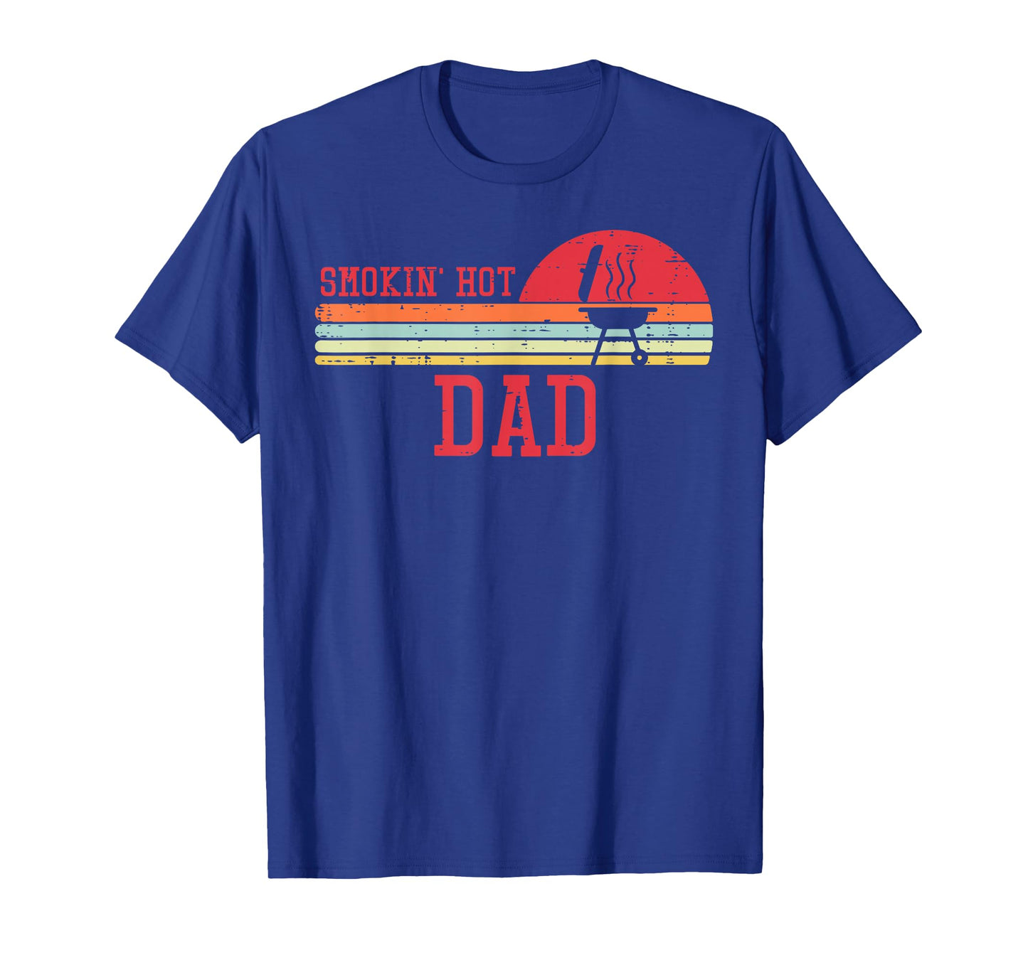 Smokin Hot Dad Chest Sunset Retro Grill Bbq Daddy Papa Men T-Shirt