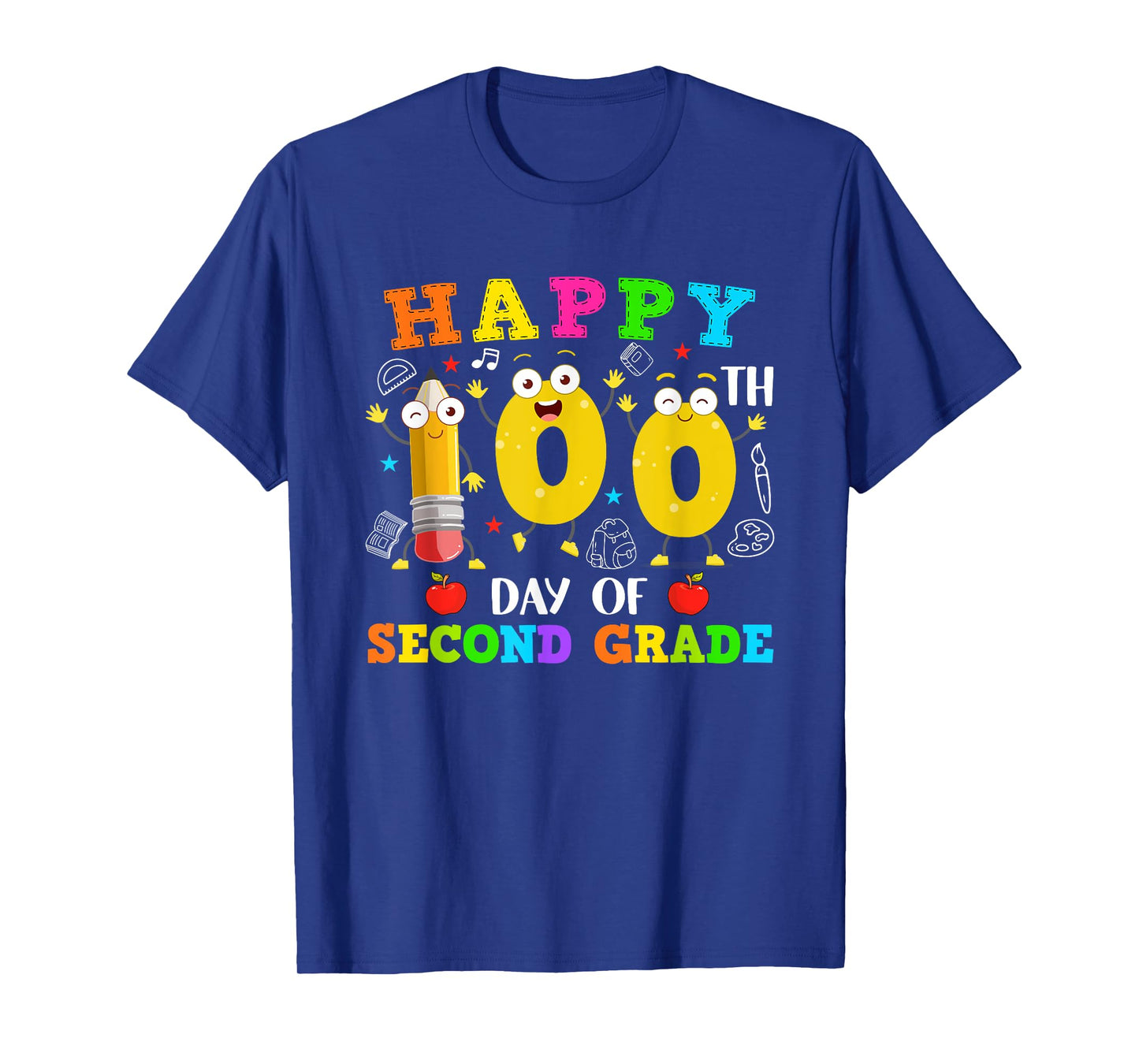 Funny Pencil 100 Days Of Second Grade Students Teacher Kids T-Shirt