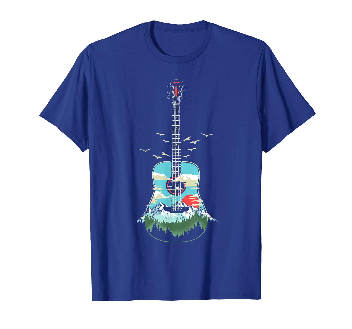 Beautiful Acoustic Guitar Mountains Forest & Nature Graphic T-Shirt