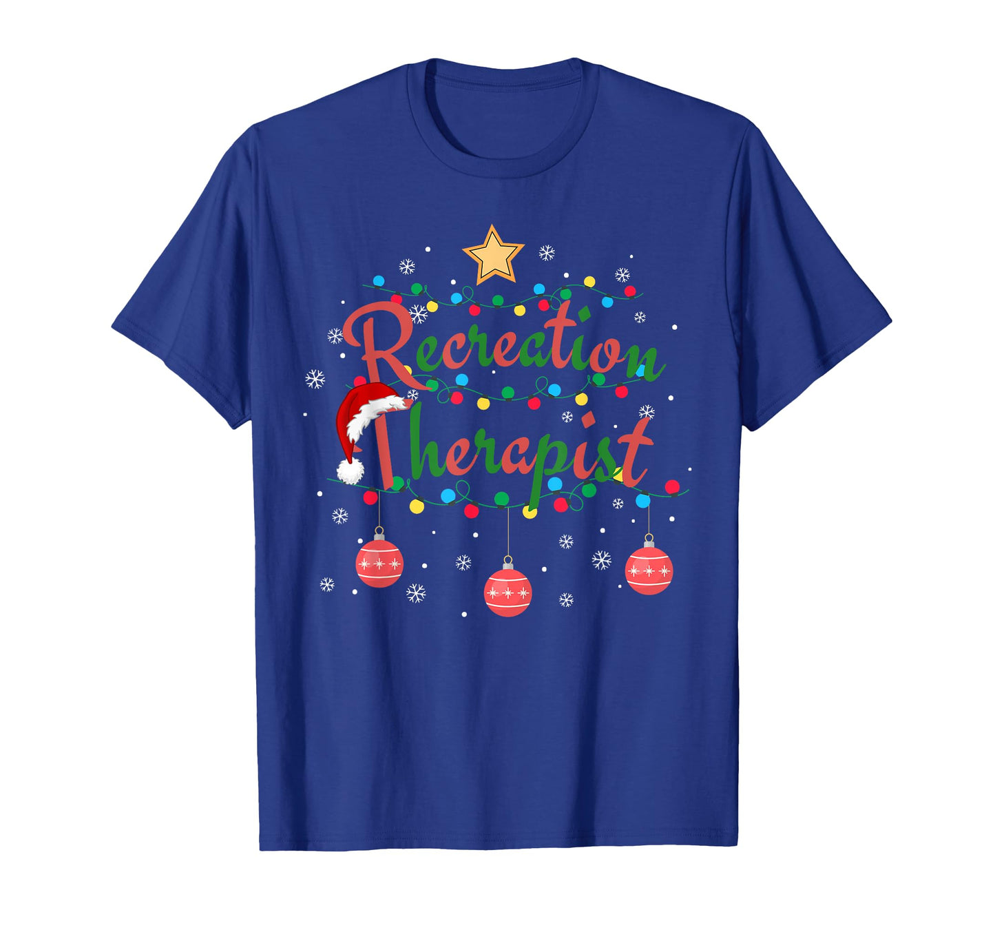 Recreation Therapist Xmas Santa Hat Retro Recreational Therapy T-Shirt for Unisex-Adults, Black, Small, Short Sleeve, T-Shirt