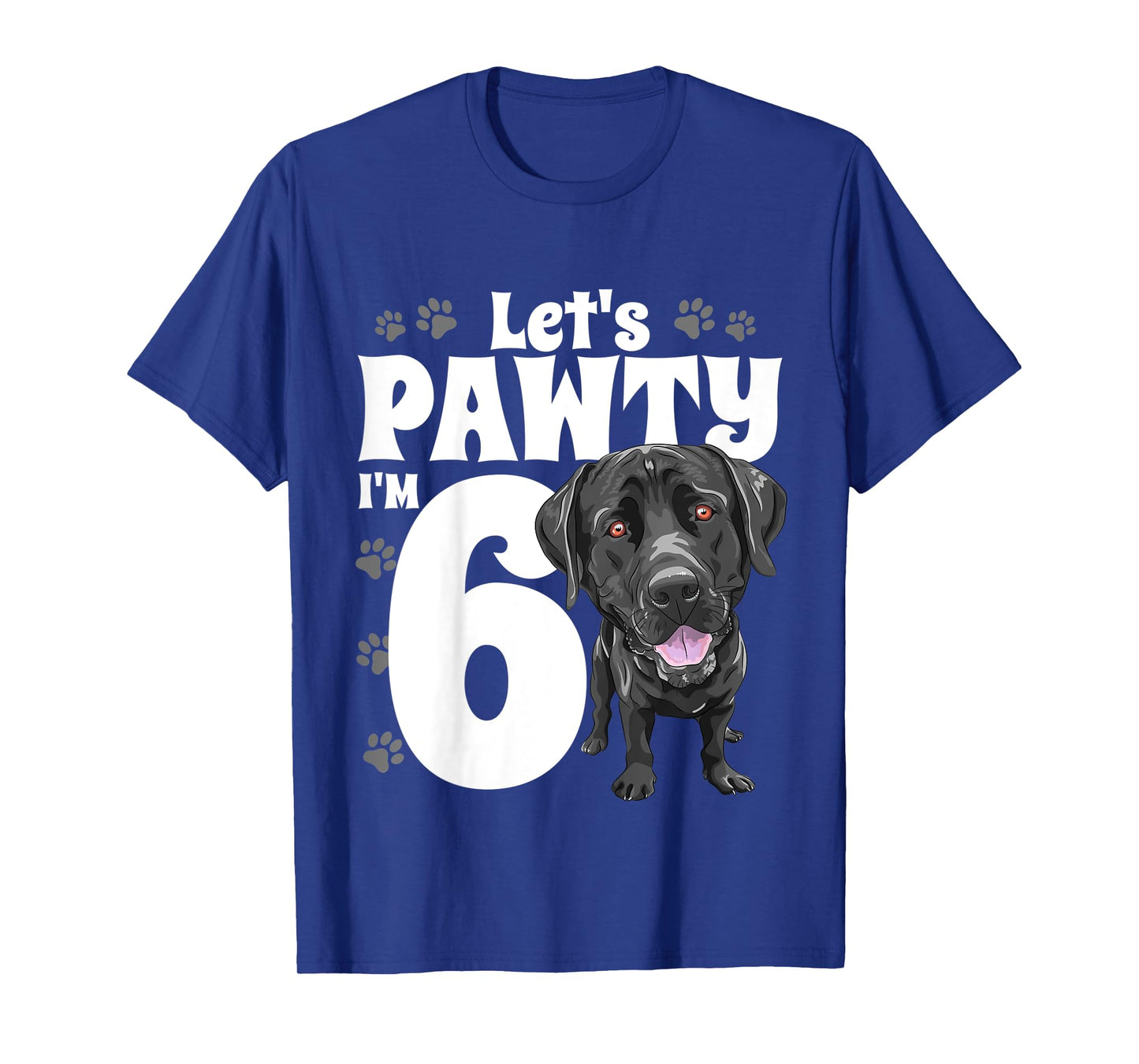 6 Year Old Black Lab Dog Birthday Pawty Labrador 6th Gift T-Shirt for Kids