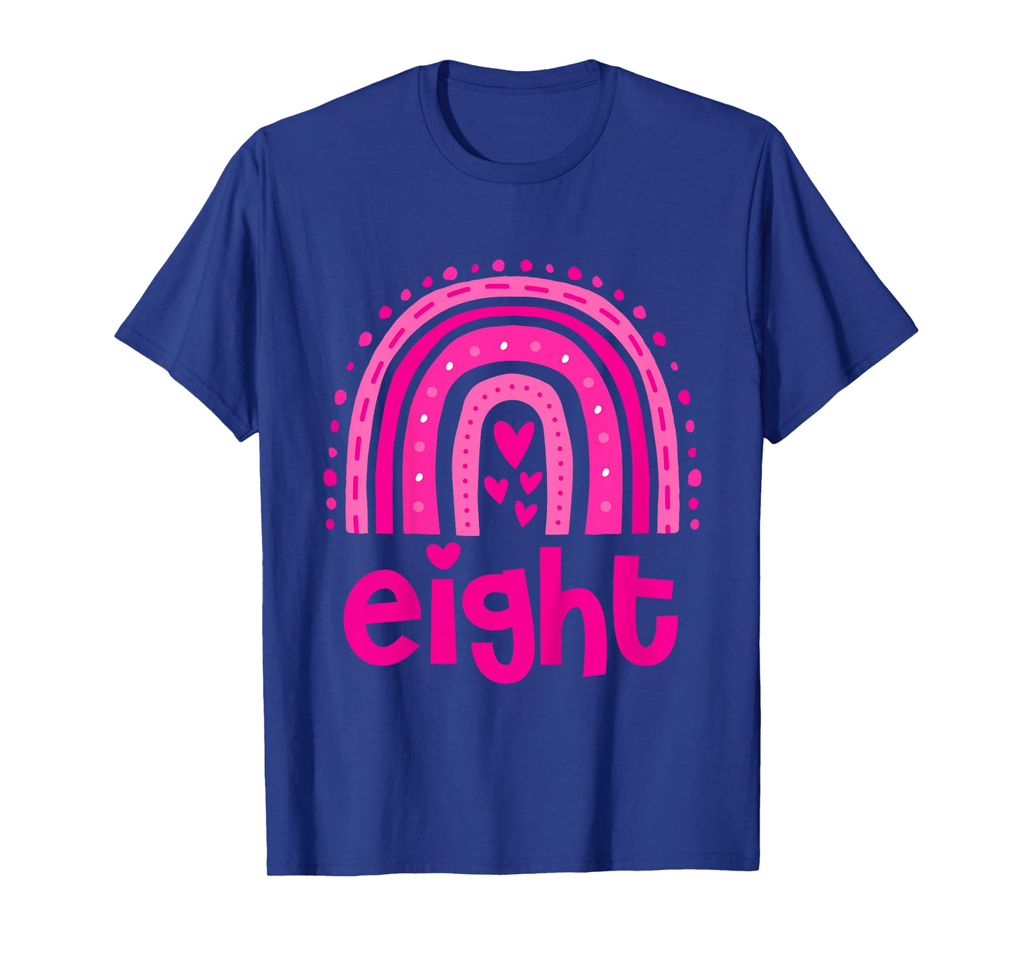 Girl's Birthday Eight 8 Years Old 8th Birthday Pink Rainbow T-Shirt