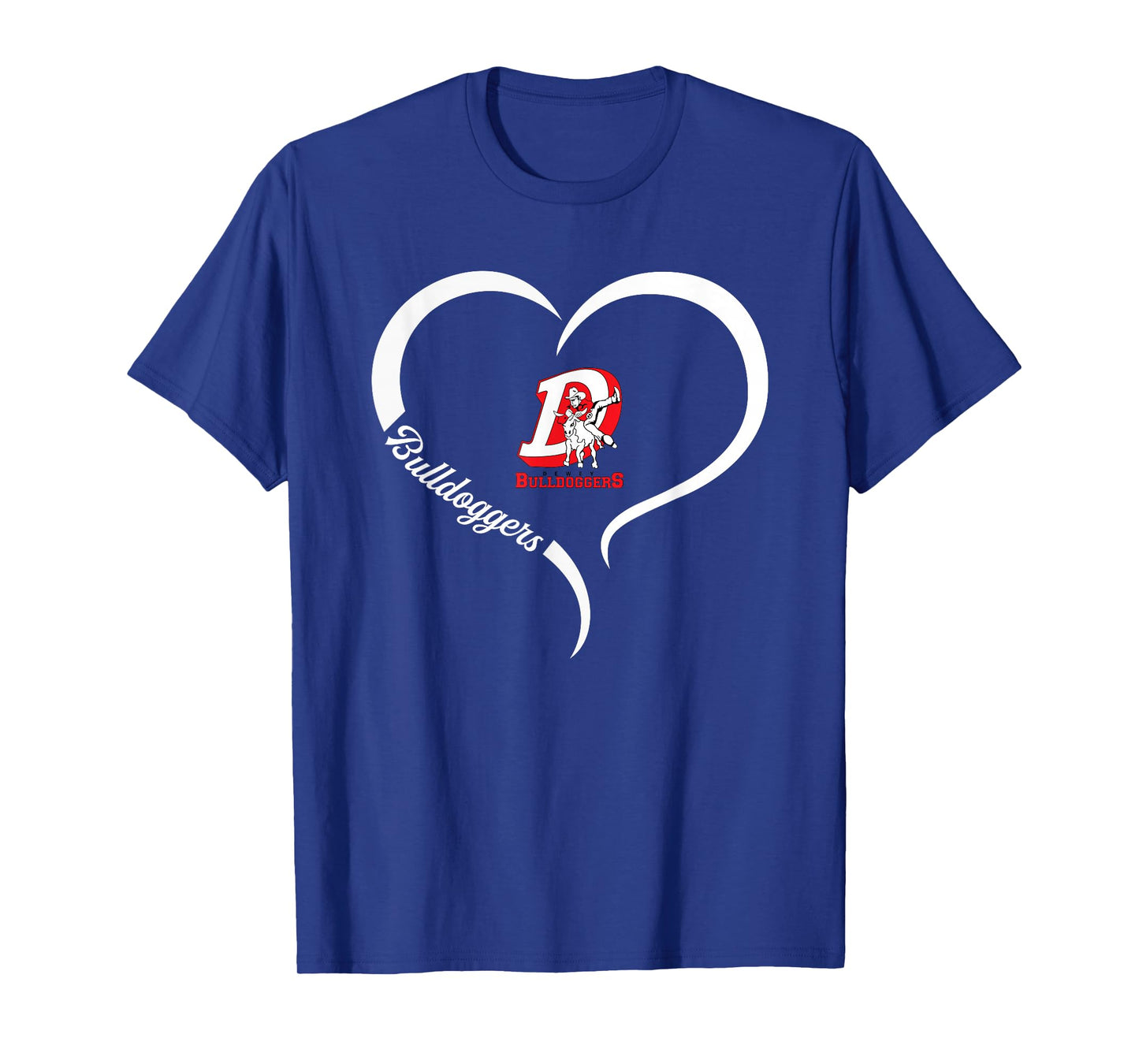 Dewey Bulldoggers Logo Half Heart Slogan HS T-Shirt