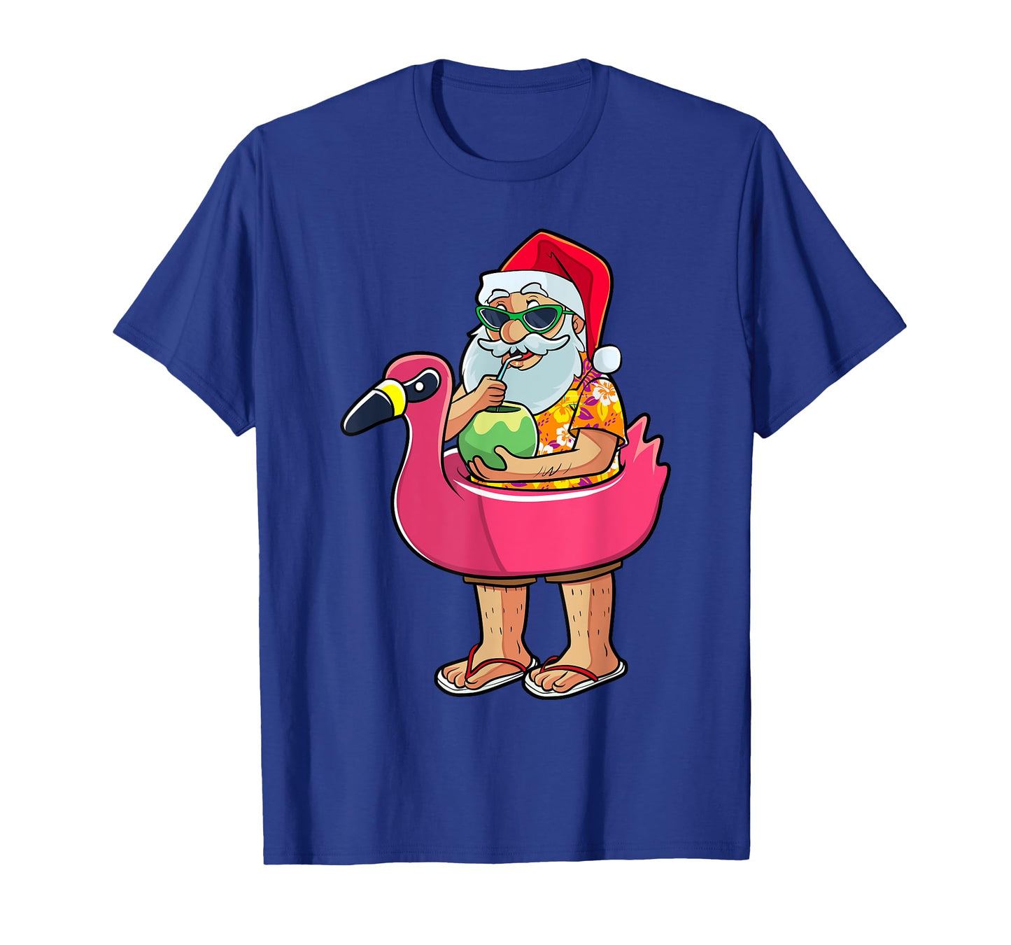 Christmas in July Funny Santa Flamingo Pool Float Summer Men T-Shirt