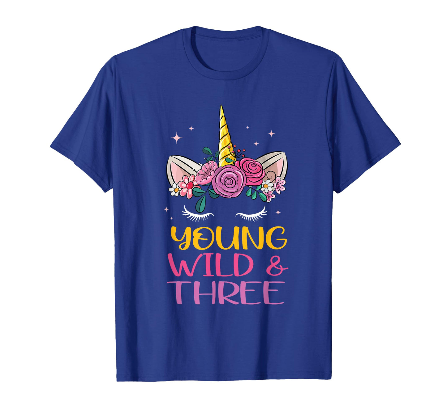 Unicorn Young Wild Three 3 Year Old 3rd Birthday Girl T-Shirt