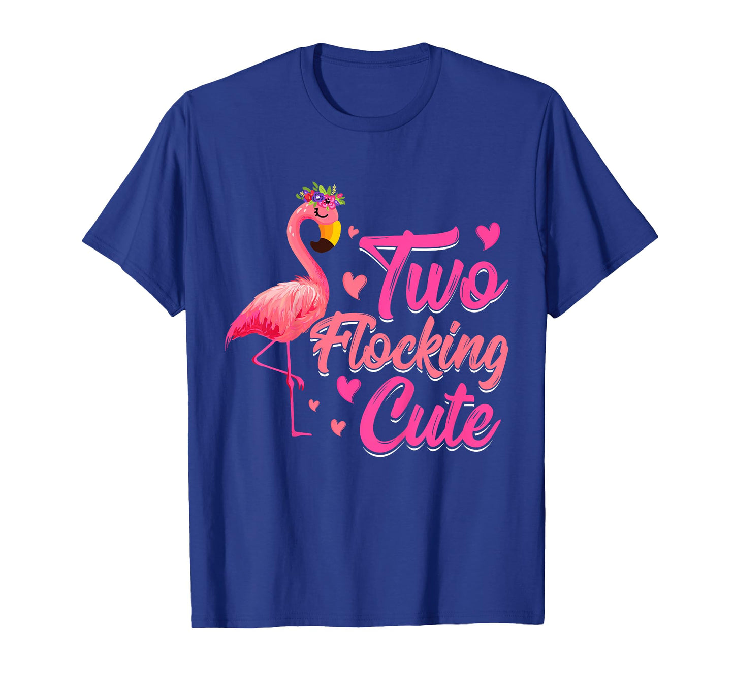 Kids Two Flocking Cute Flamingo 2 Years Old 2nd Birthday Kids T-Shirt