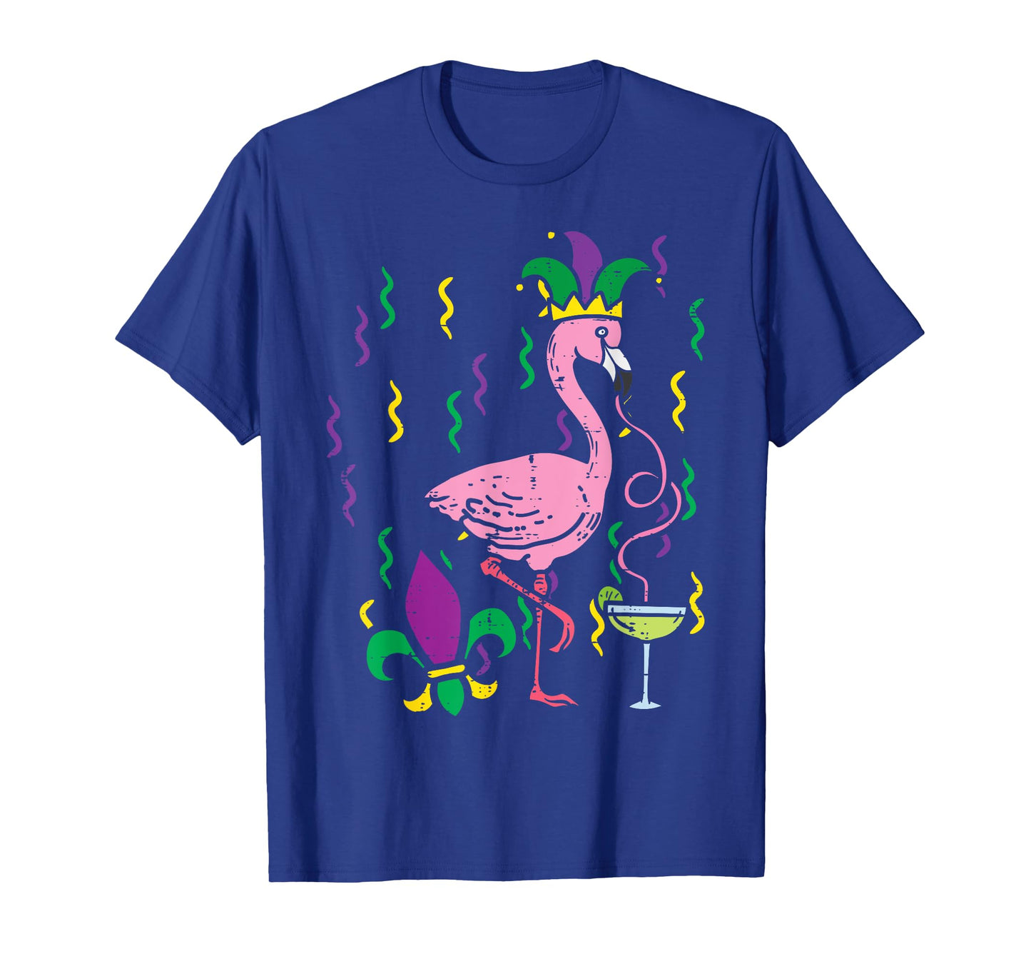 Mardi Gras Jester Flamingo Funny Carnival Bird Tee Men Women T-Shirt
