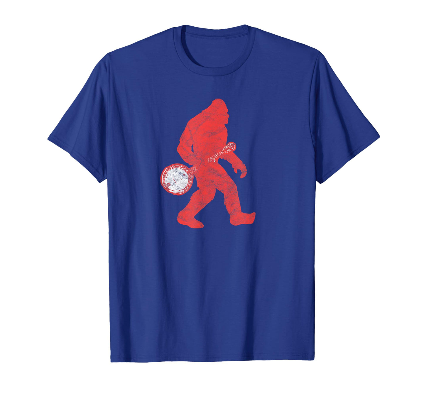 Bigfoot & Banjo - Sasquatch Silhouette Retro Bluegrass T-Shirt