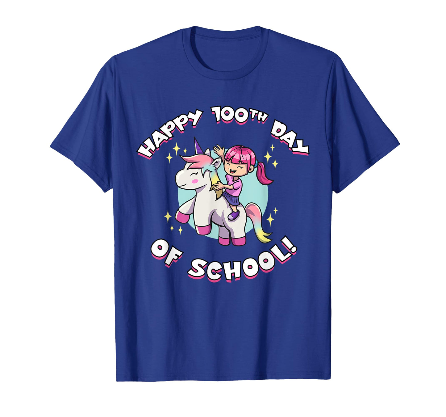 Happy 100th Day of School Girl Riding Unicorn T-Shirt