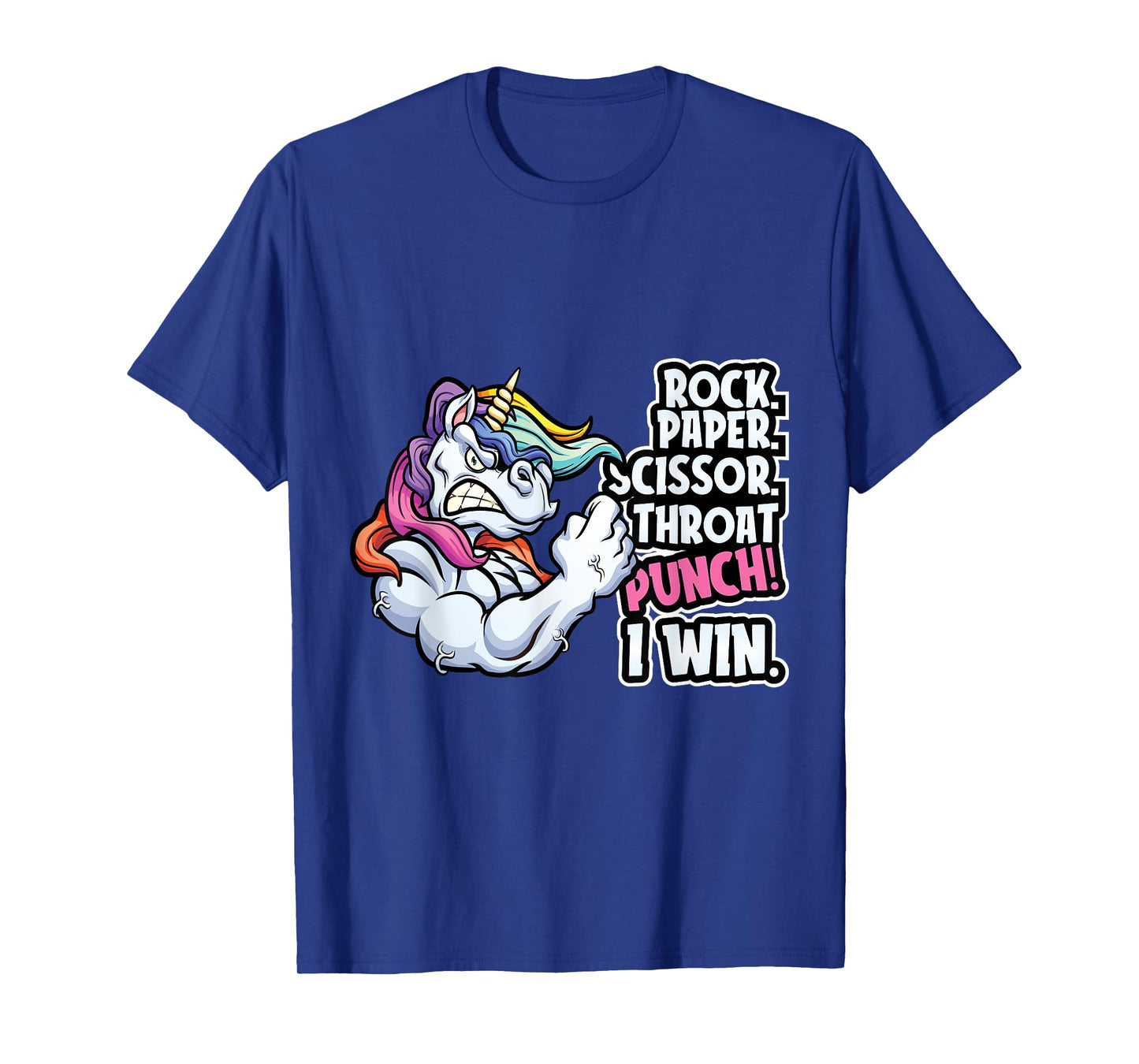 Rock Paper Throat Punch I Win - Funny Unicorn Theme Scissors T-Shirt