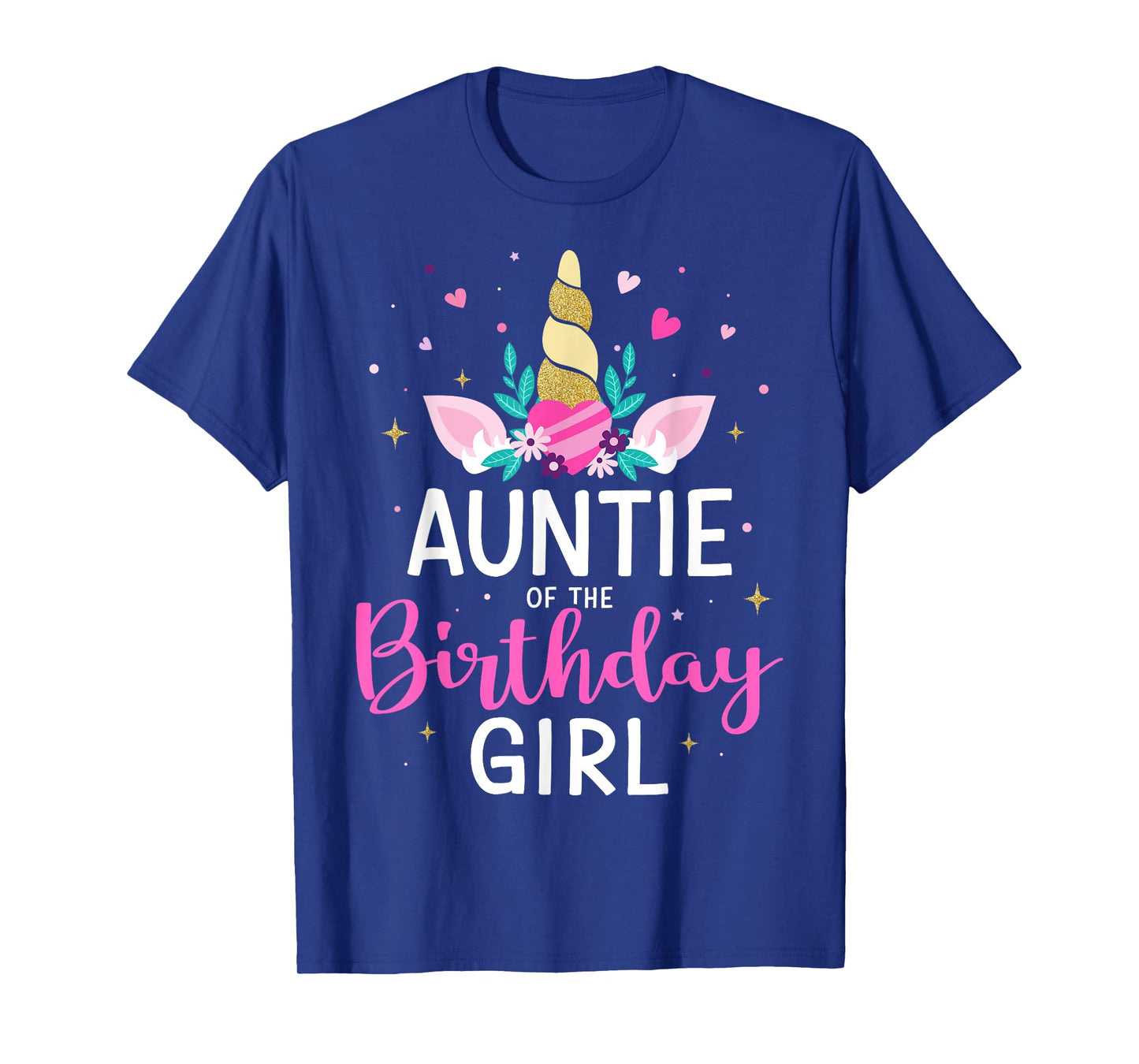Auntie of the birthday girl matching family unicorn party T-Shirt