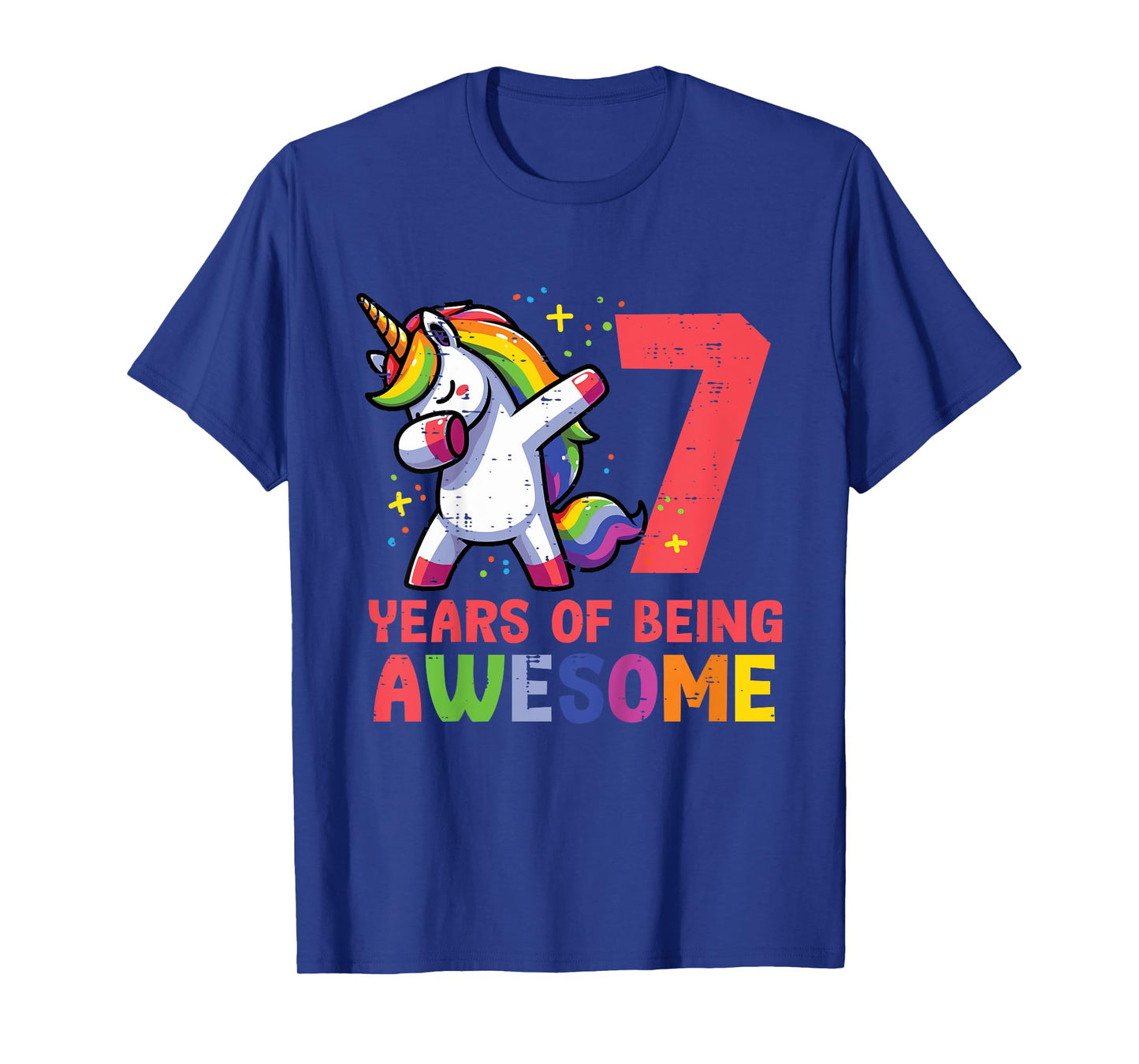 7 Years Of Being Awesome Unicorn 7th Birthday Girls Kids T-Shirt