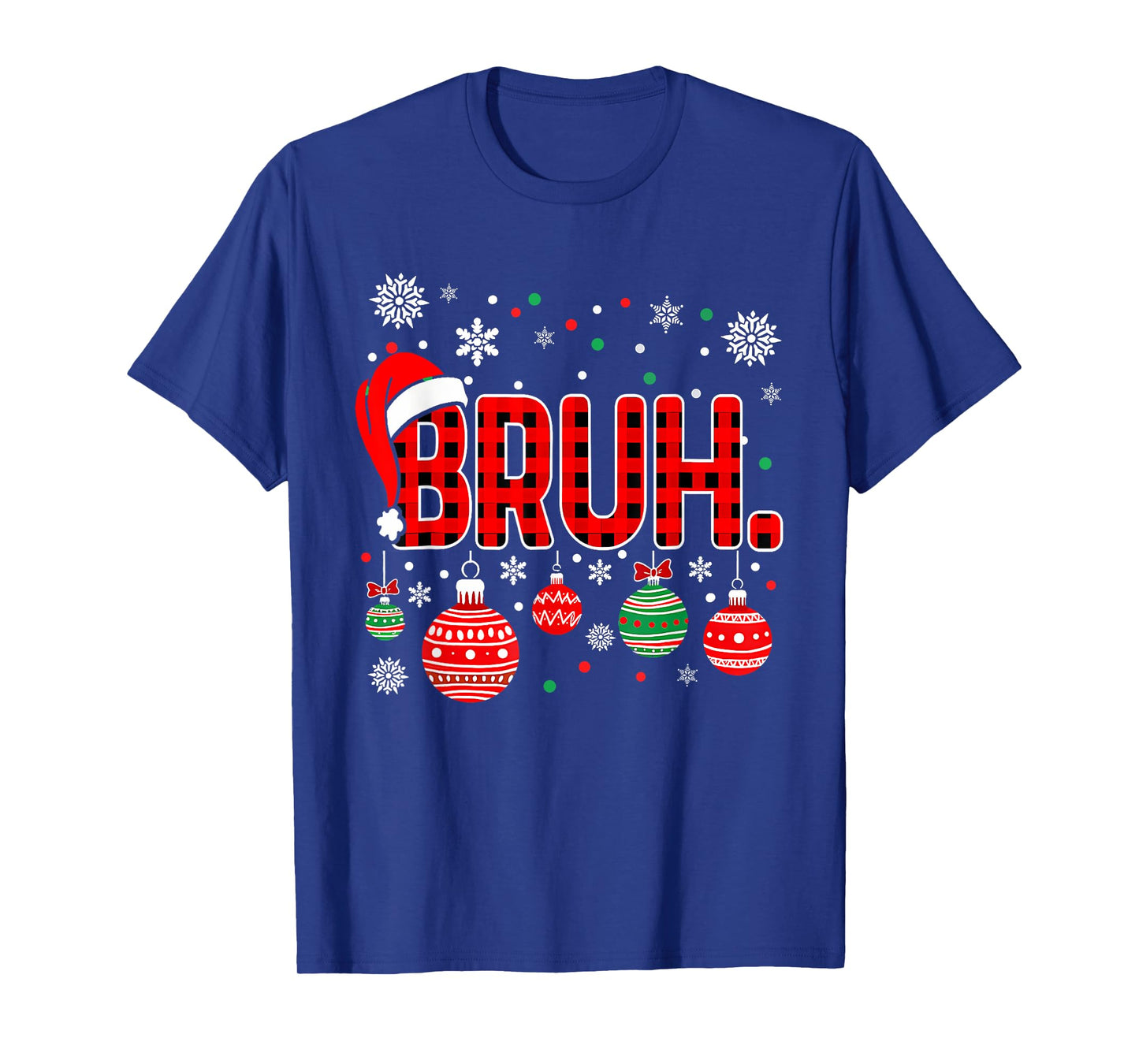 Bruh Funny Christmas Plaid Teens Boys Kids Xmas Pajamas T-Shirt