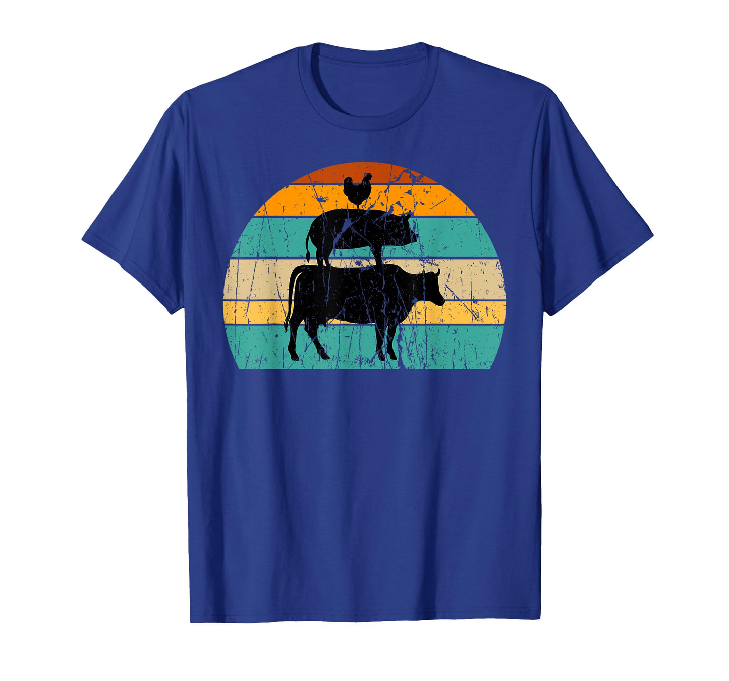 Vintage My Food Pyramid Carnivore Meat Eater Pig Cow Chicken T-Shirt