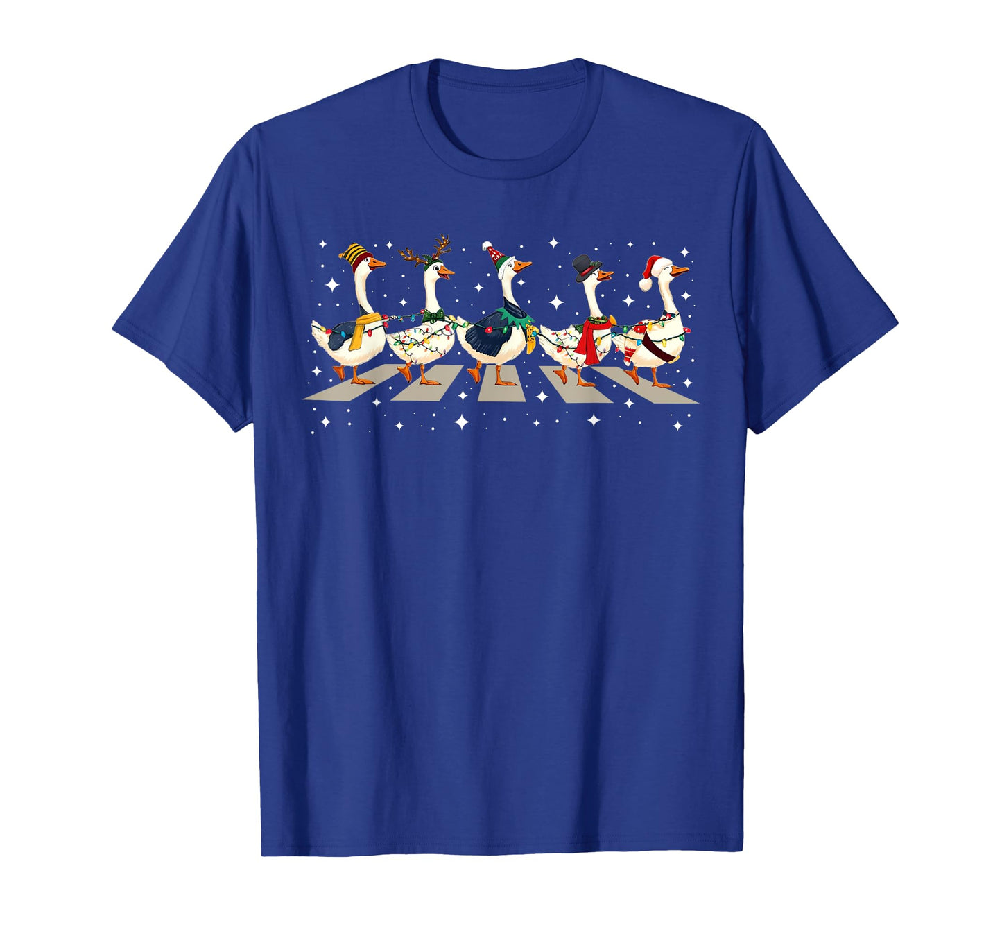 Duck Bird Lover Funny Santa Ducks Crossing Road Christmas PJ T-Shirt